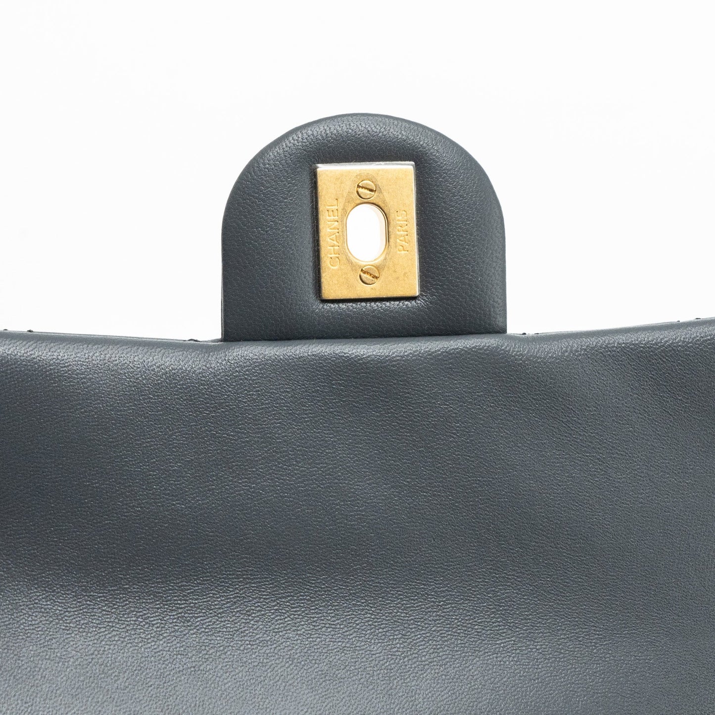 Chanel 23K pearl crush mini rectangular flap bag lambskin dark grey
