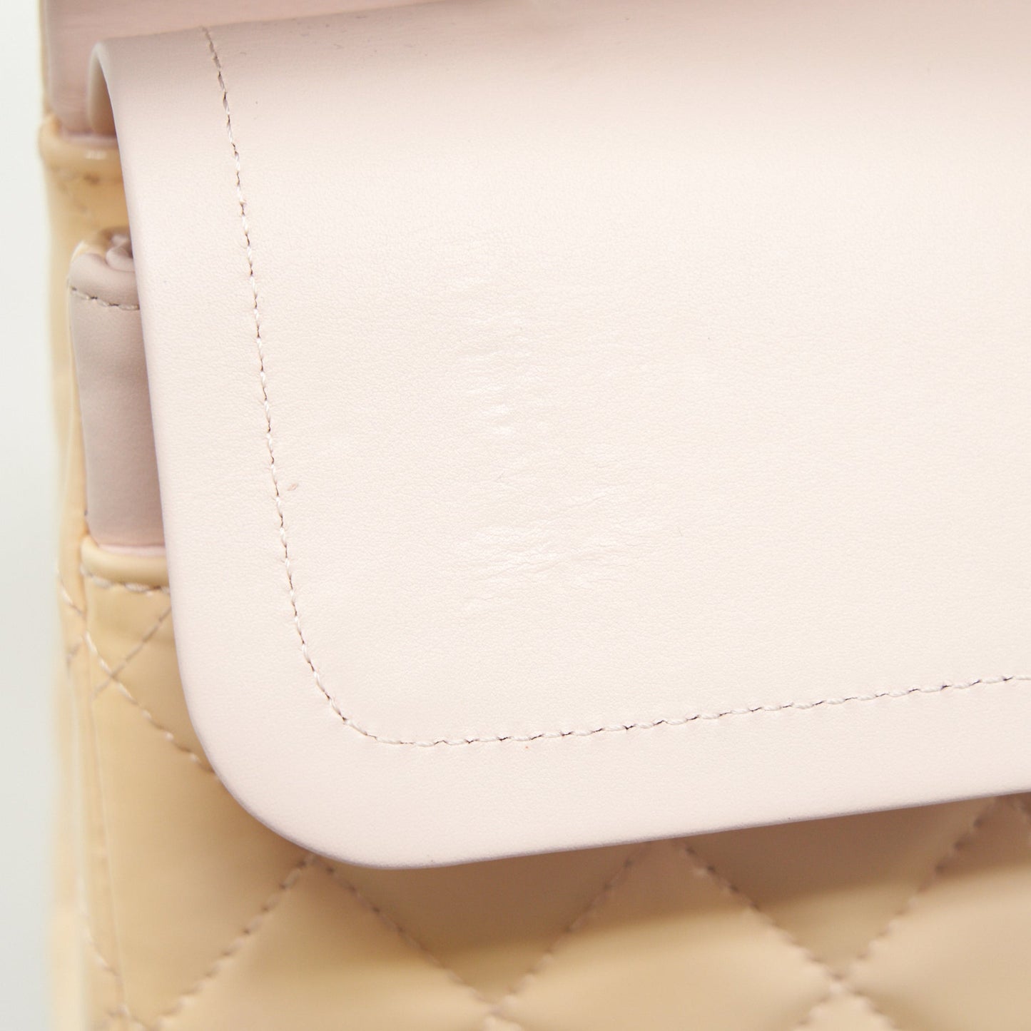 Chanel patent leather medium classic double flap bag Beige