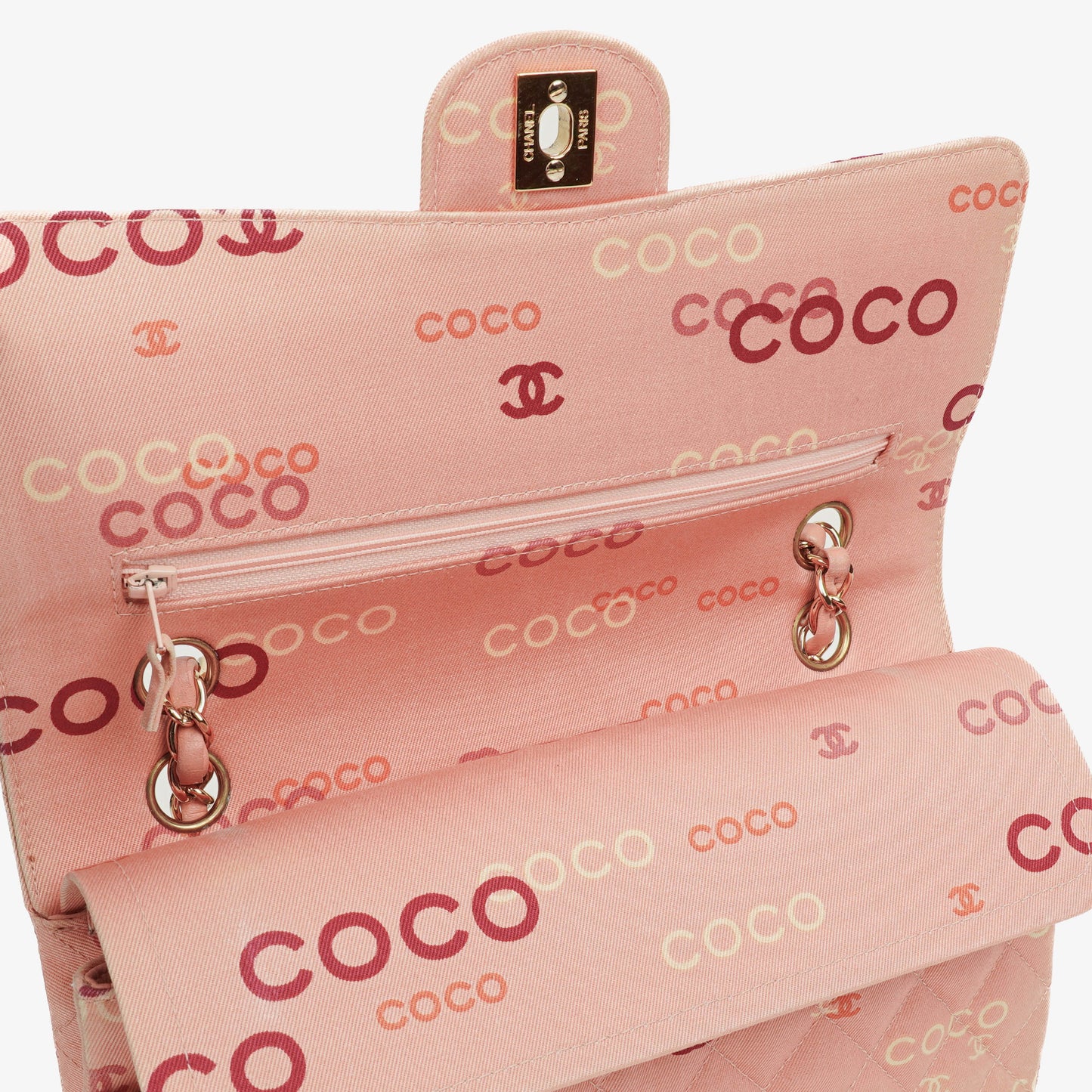 Chanel COCO Print Medium Classic Double Flap Flap Bag 24K Gold-Plated Hardware
