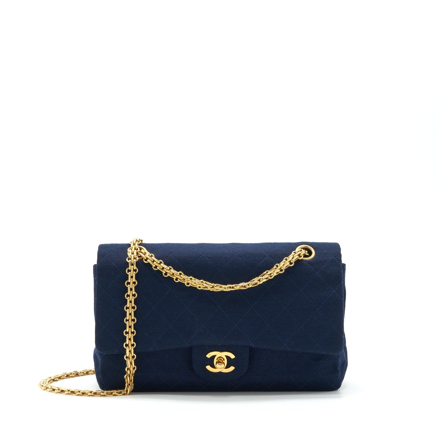 Chanel  Medium Classic Double Flap Bag Fabric Navy