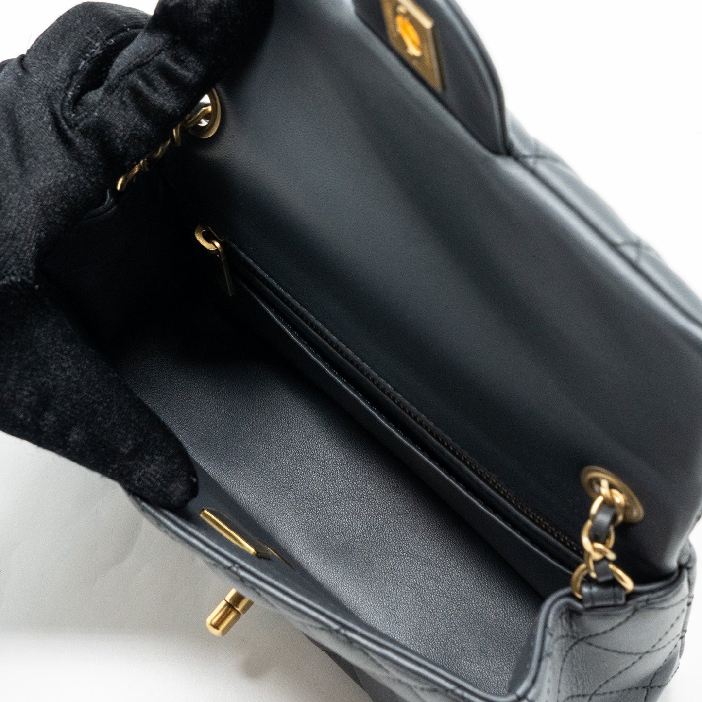 Chanel 23K pearl crush mini rectangular flap bag lambskin dark grey
