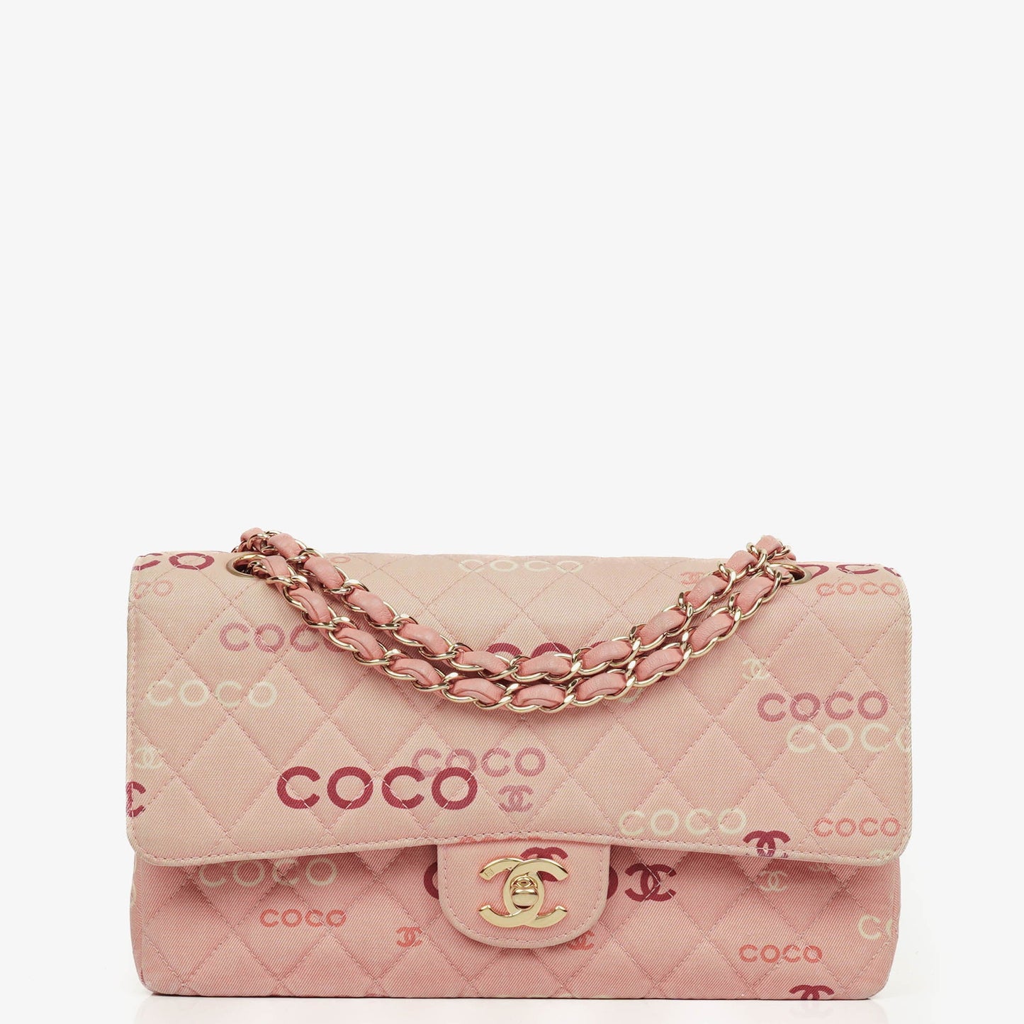 Chanel COCO Print Medium Classic Double Flap Flap Bag 24K Gold-Plated Hardware