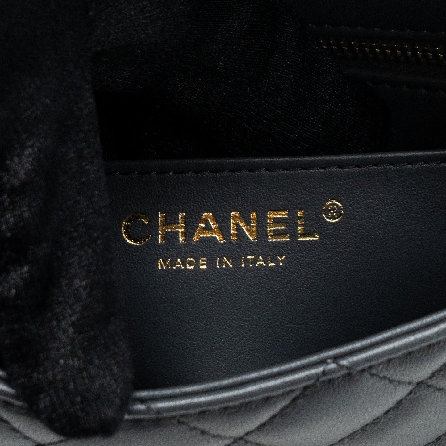 Chanel 23K pearl crush mini rectangular flap bag lambskin dark grey