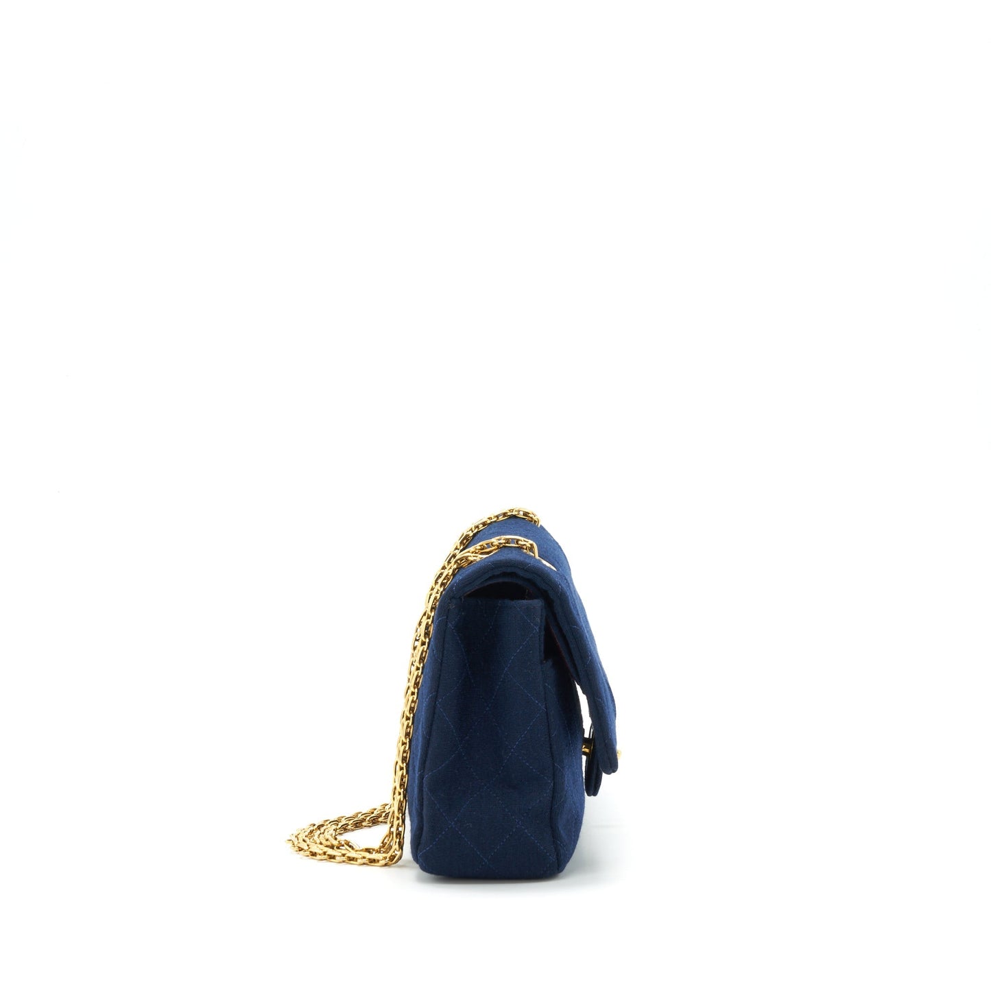 Chanel  Medium Classic Double Flap Bag Fabric Navy