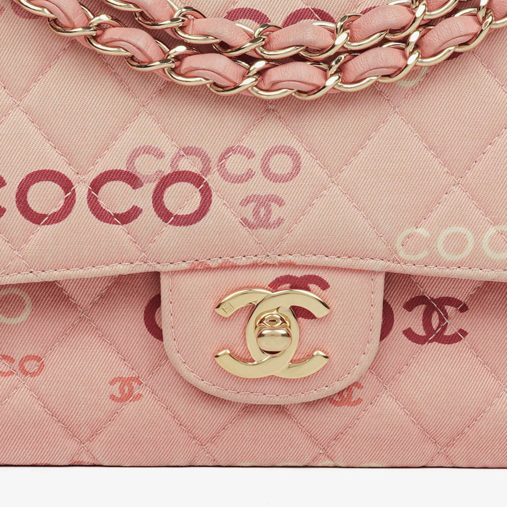 Chanel COCO Print Medium Classic Double Flap Flap Bag 24K Gold-Plated Hardware
