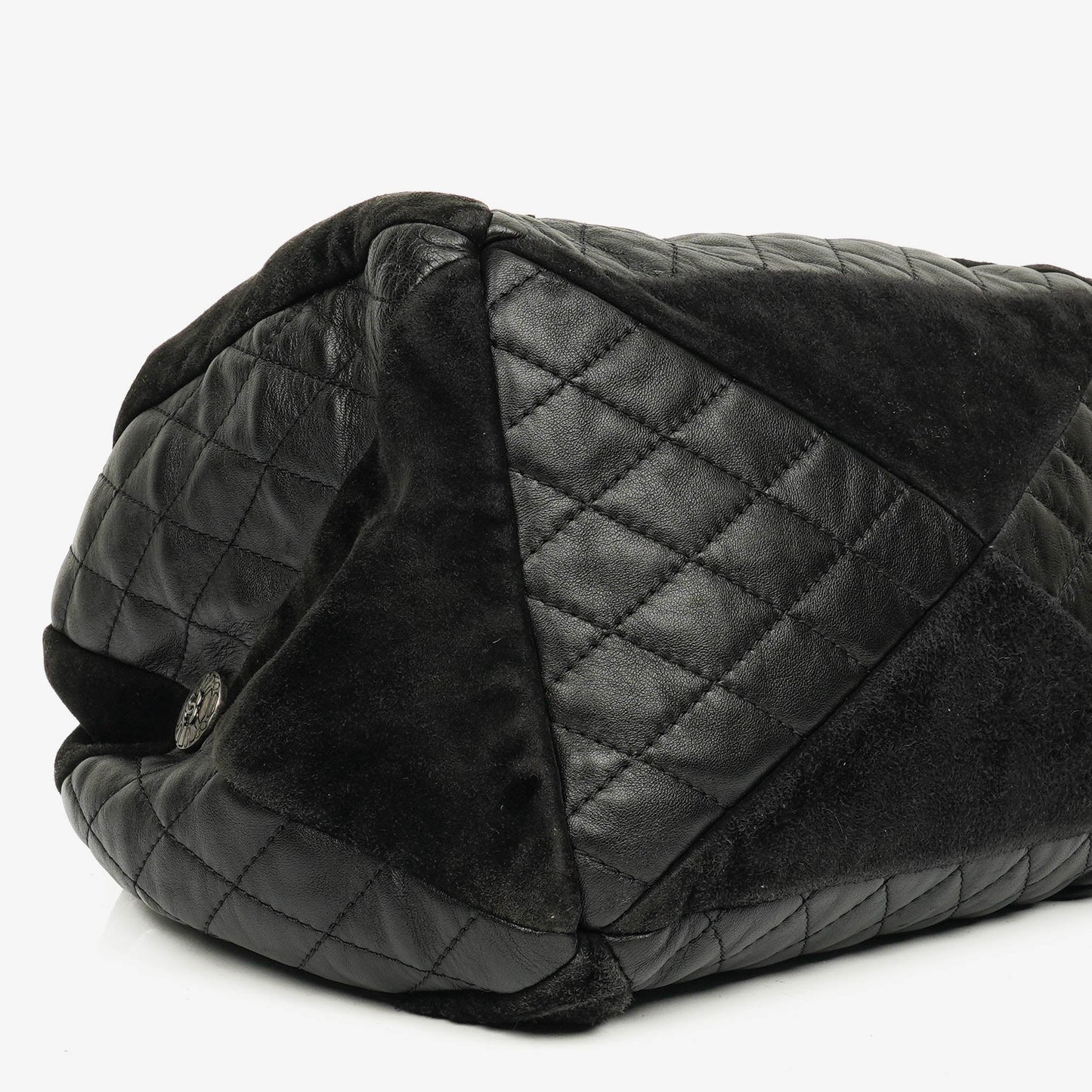Chanel Leather and Suede Patchwork Drawstring Bag