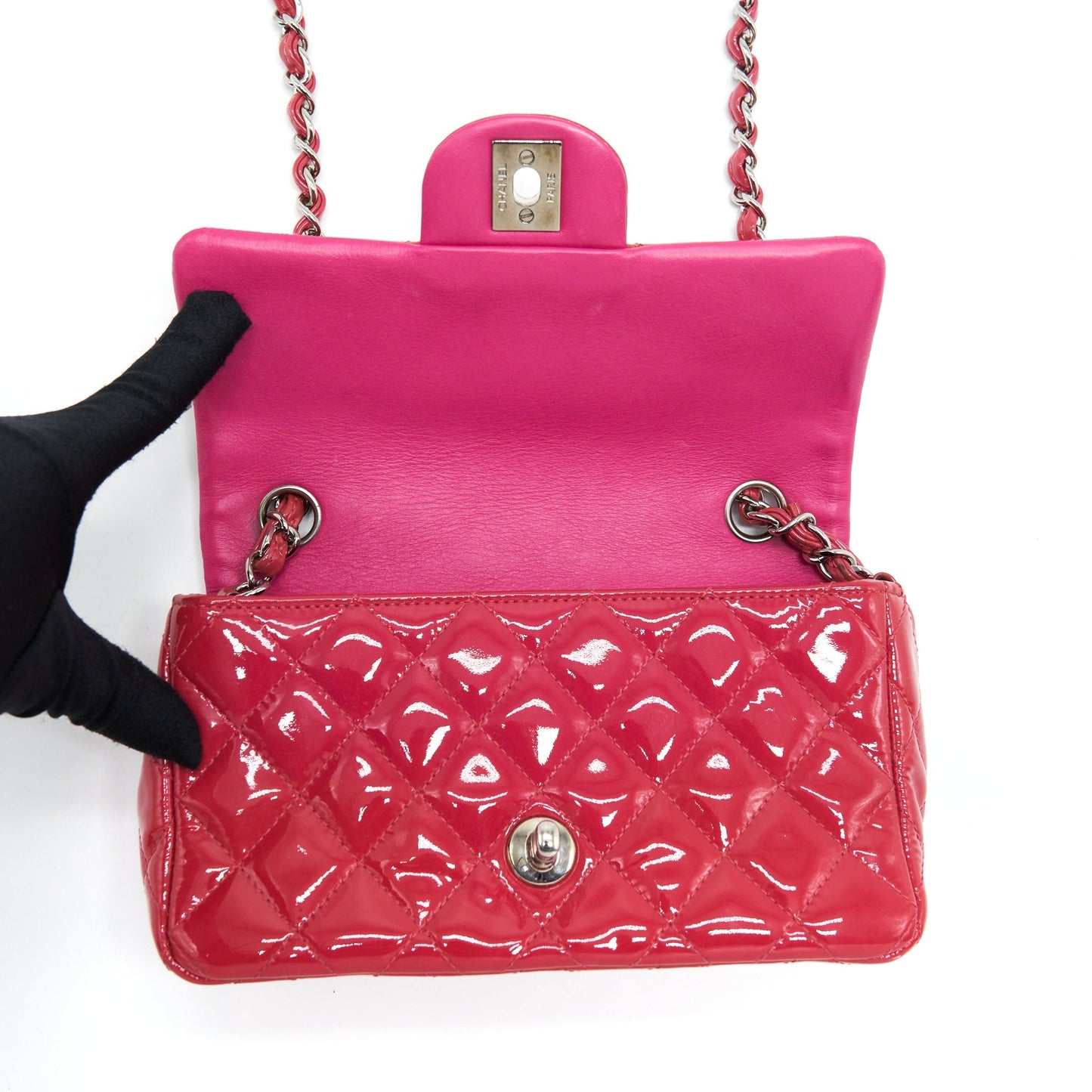Chanel Mini Rectangular Flap Bag Patent Pink