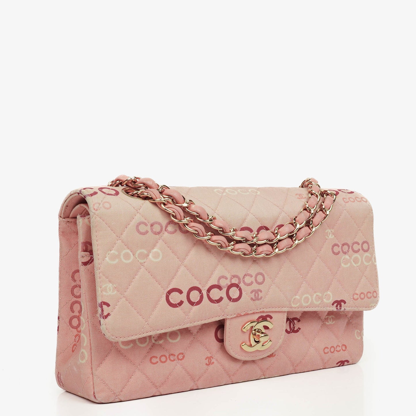 Chanel COCO Print Medium Classic Double Flap Flap Bag 24K Gold-Plated Hardware