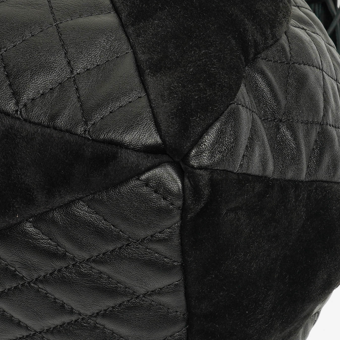 Chanel Leather and Suede Patchwork Drawstring Bag