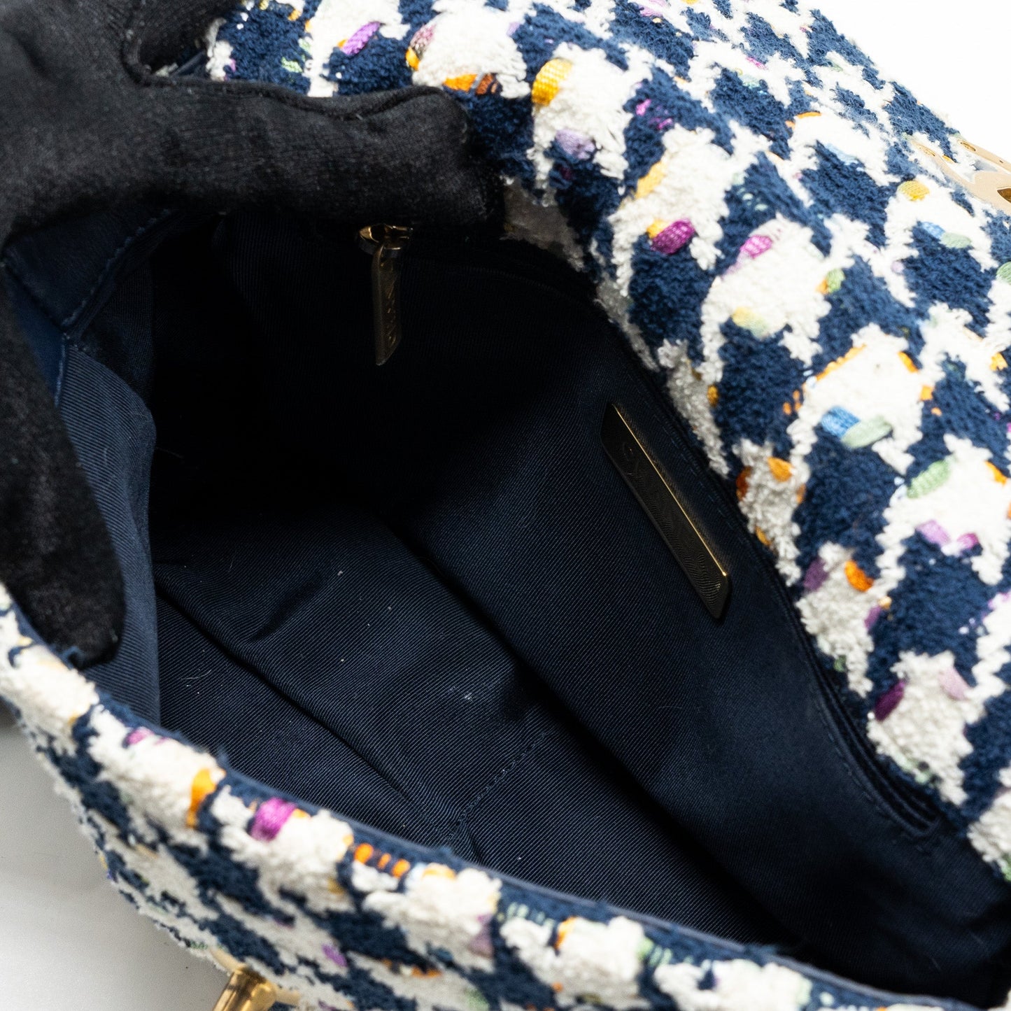 Chanel small 19 bag fabric multicolour blue / white multicolour hardware
