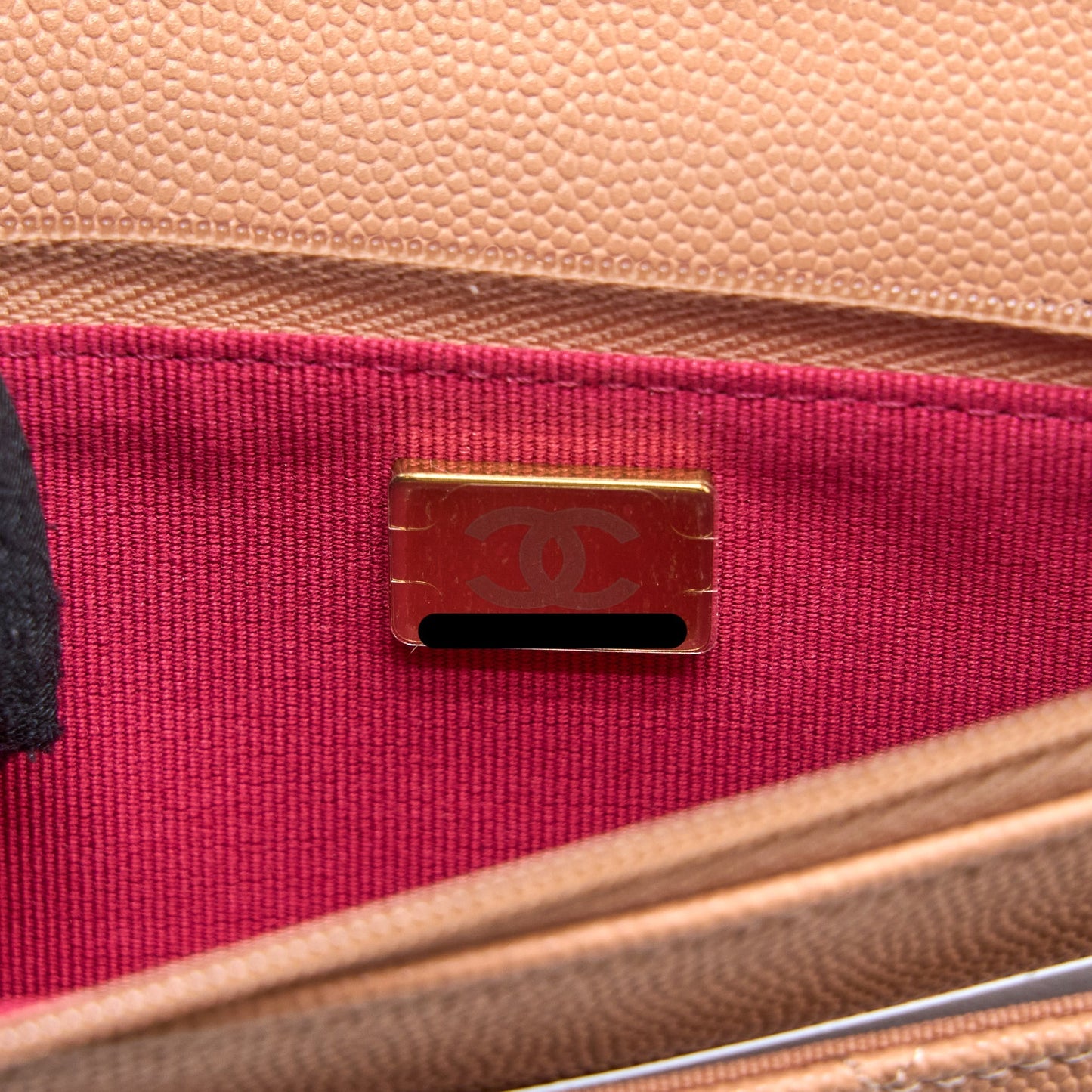 Chanel Giant CC Logo Wallet On Chain Caviar Dark Pink L (Microchip)