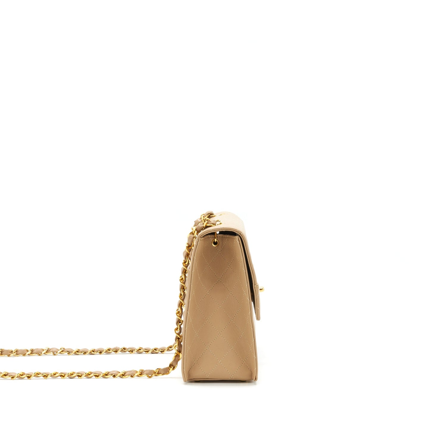Chanel  Single Flap Bag Cross body Lambskin Beige