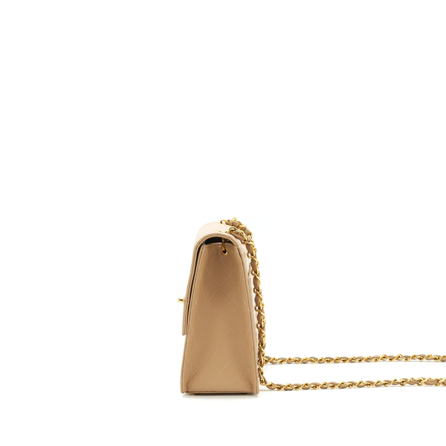 Chanel  Single Flap Bag Cross body Lambskin Beige