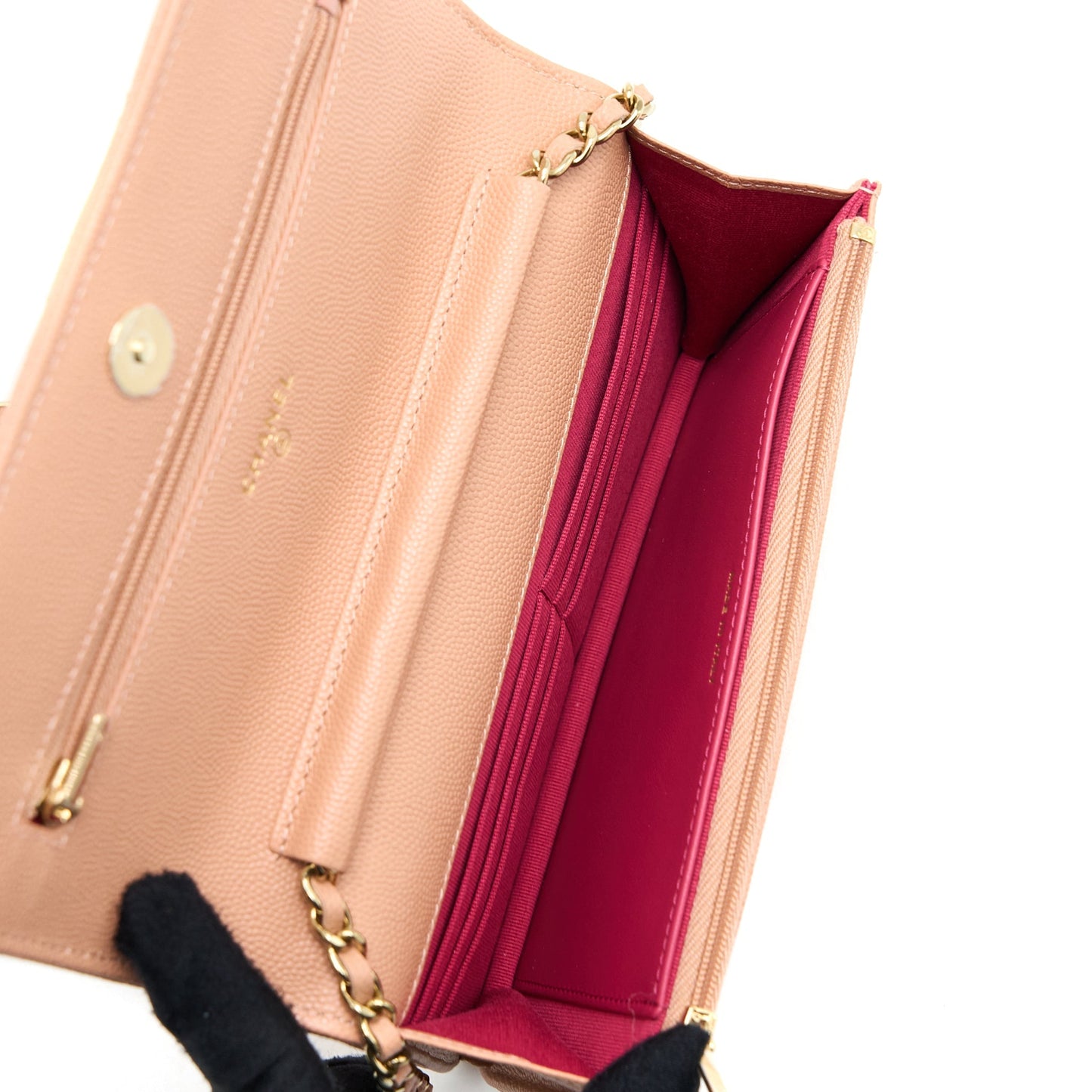 Chanel Giant CC Logo Wallet On Chain Caviar Dark Pink L (Microchip)