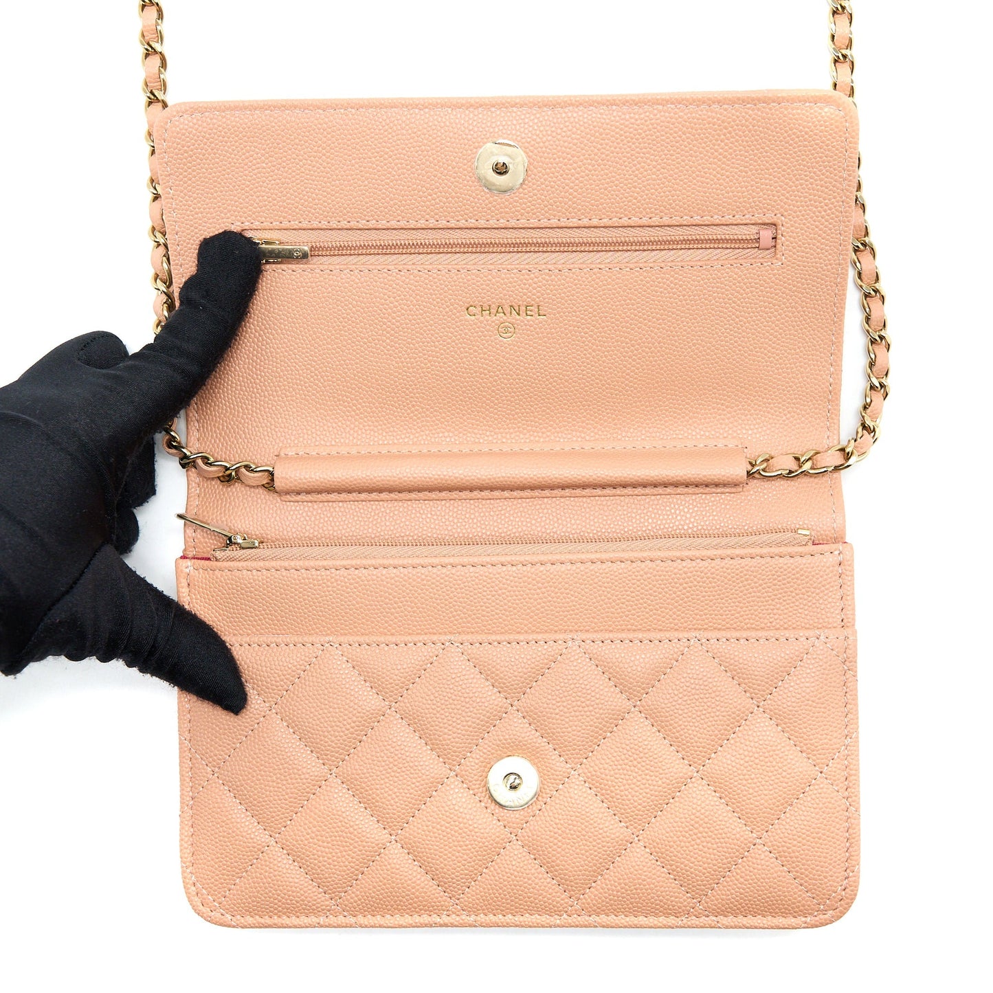 Chanel Giant CC Logo Wallet On Chain Caviar Dark Pink L (Microchip)