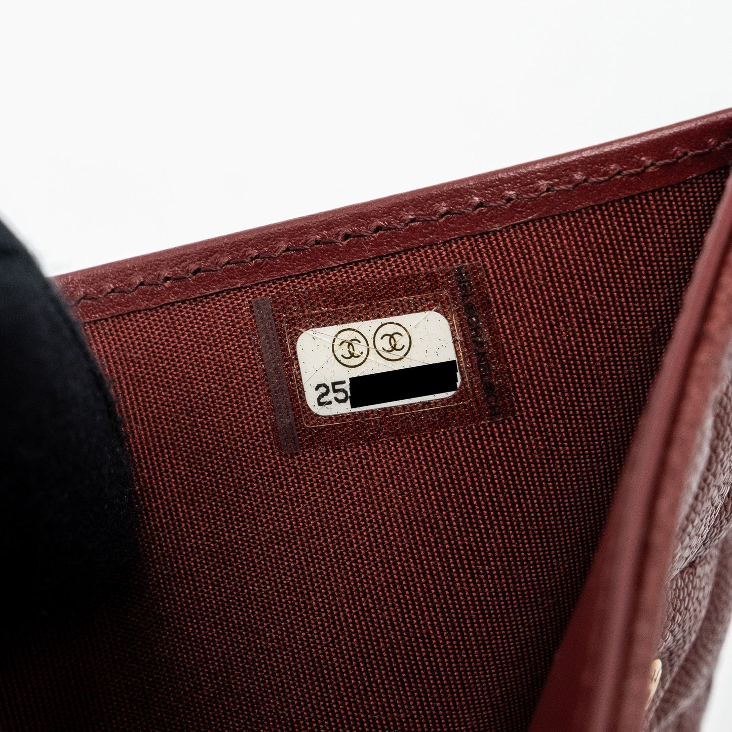 Chanel boy compact wallet caviar dark red