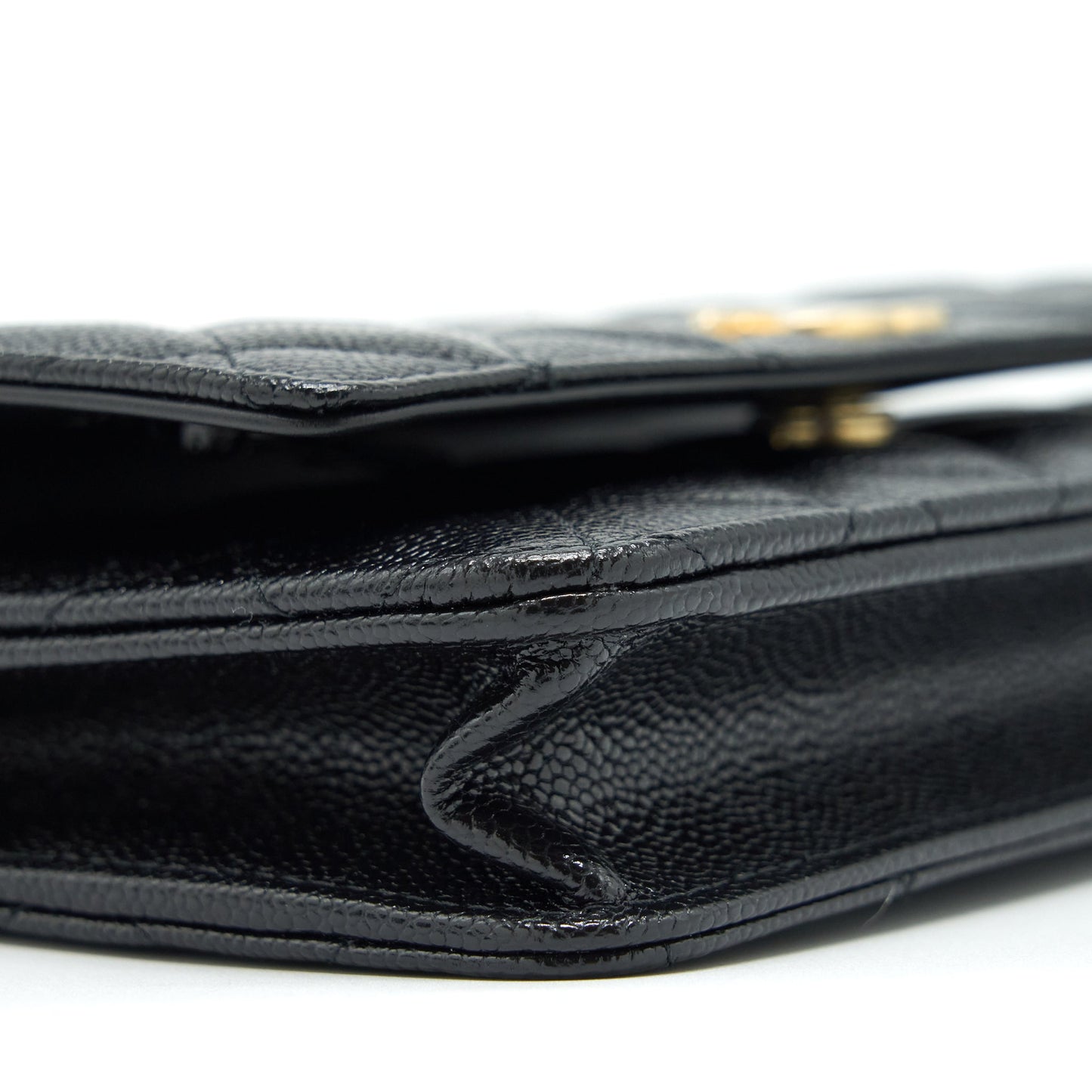 Chanel 22S Logo Top Handle Wallet On Chain Caviar Black