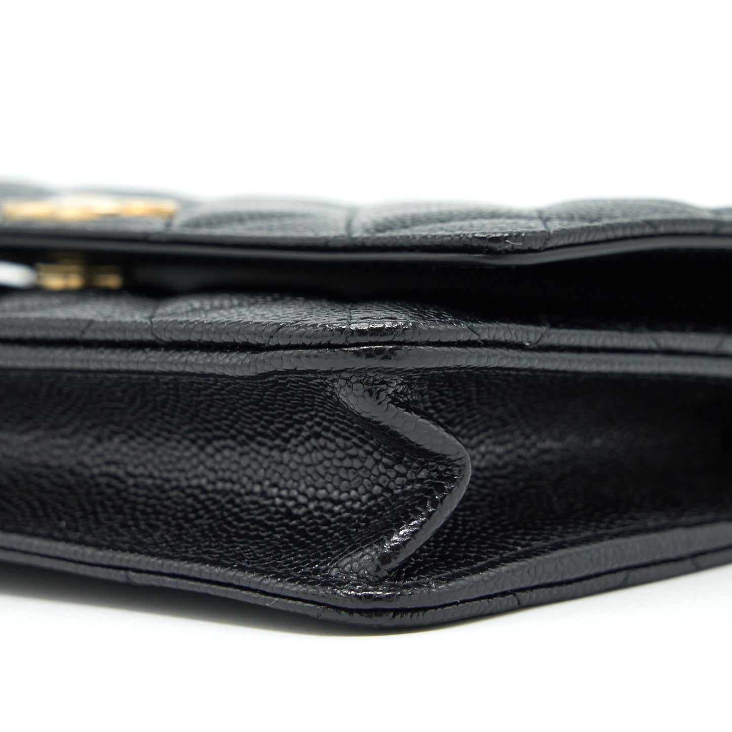 Chanel 22S Logo Top Handle Wallet On Chain Caviar Black