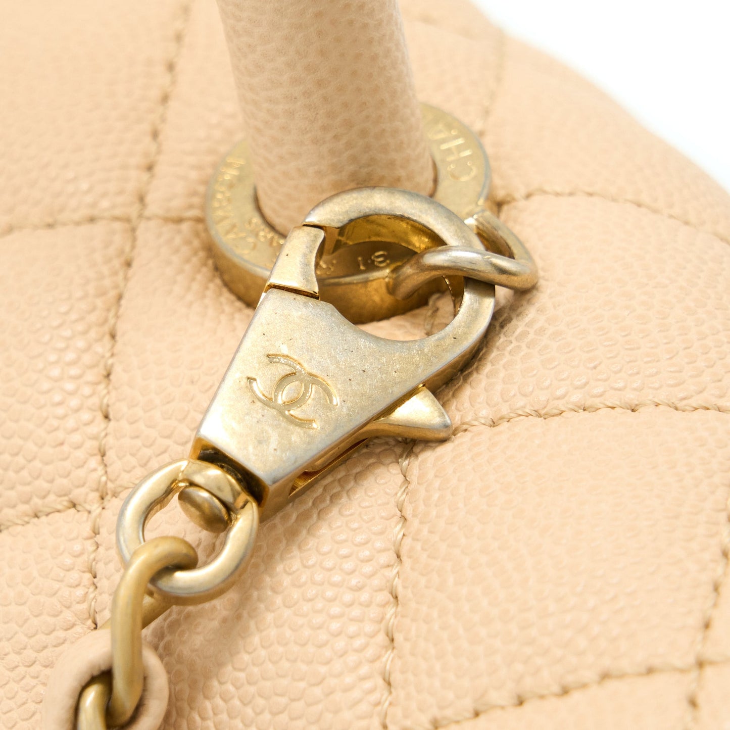 Chanel Coco Top Handle Flap Bag Caviar Beige
