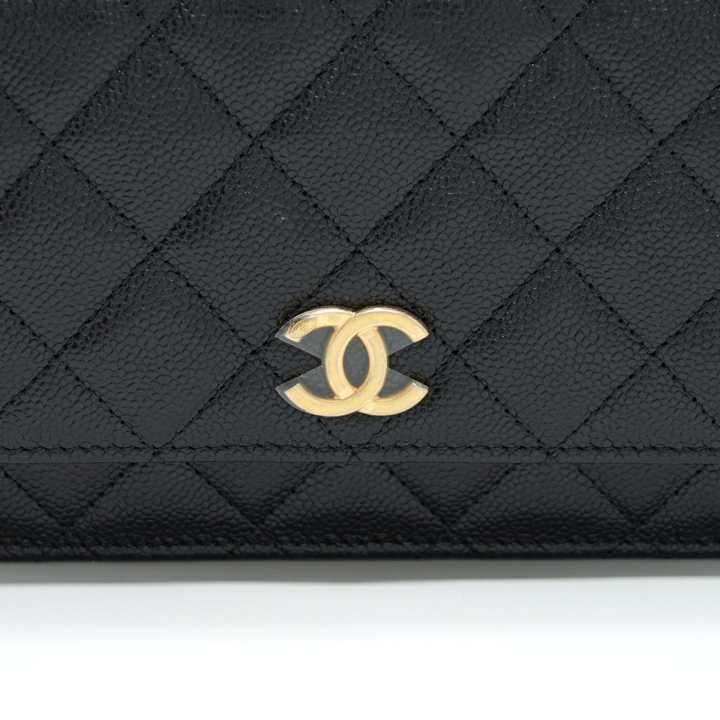 Chanel 22S Logo Top Handle Wallet On Chain Caviar Black