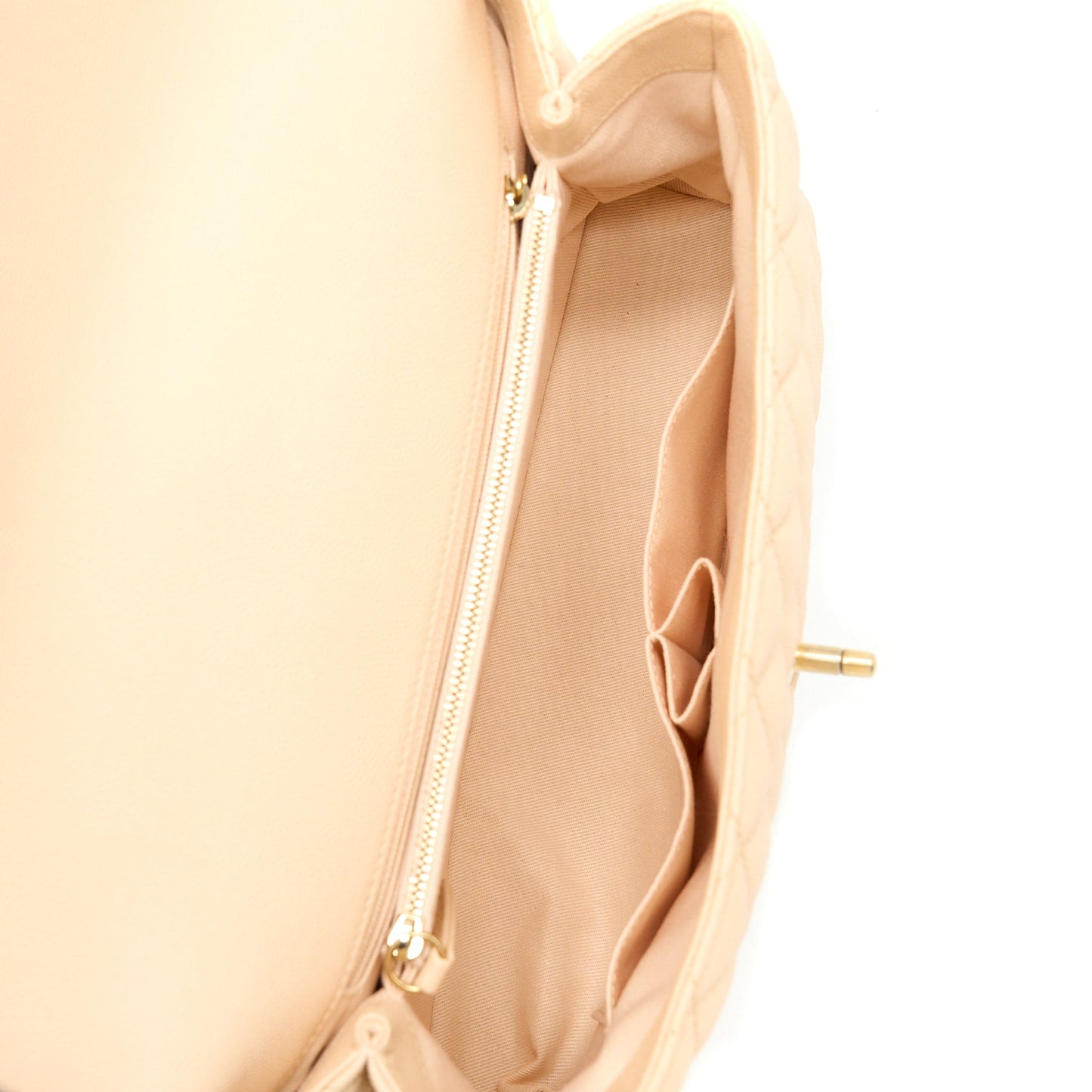 Chanel Coco Top Handle Flap Bag Caviar Beige
