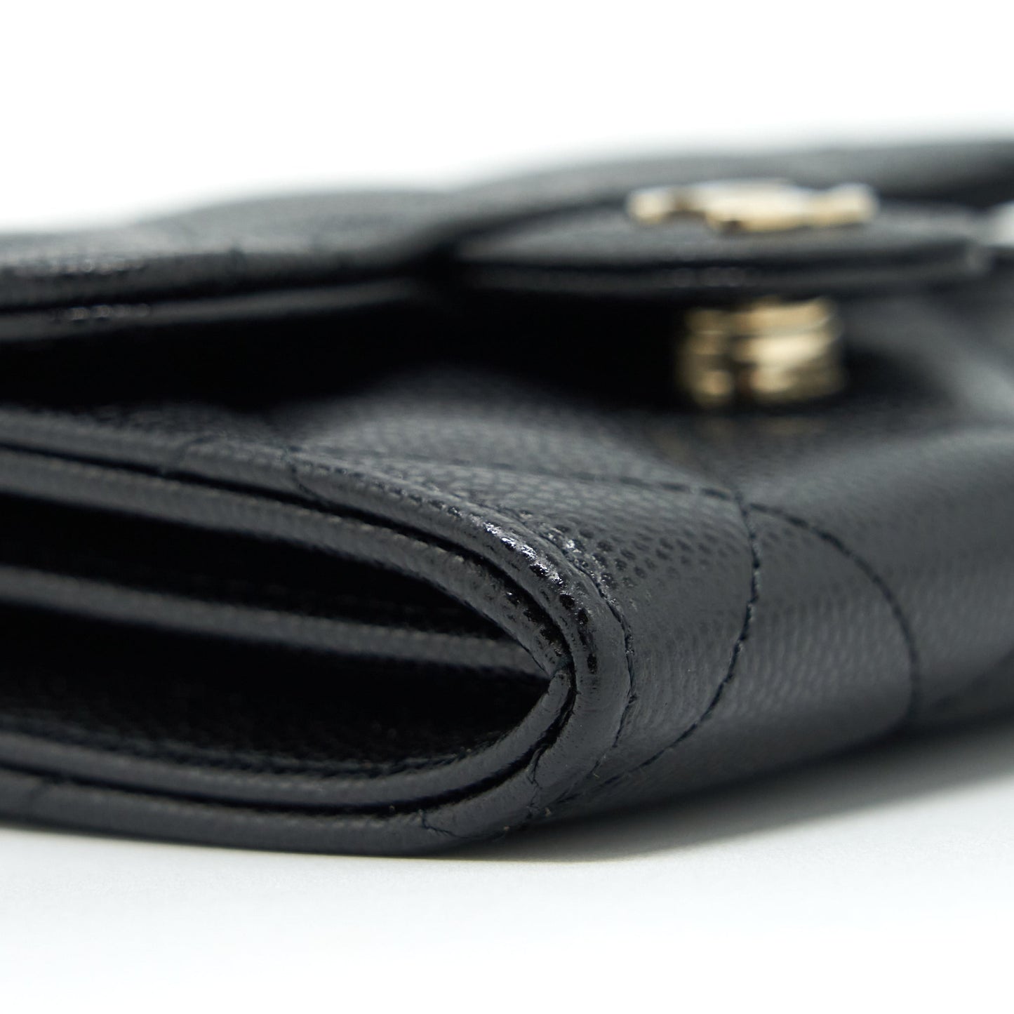 Chanel 22P Card Holder With Chains Caviar Black L