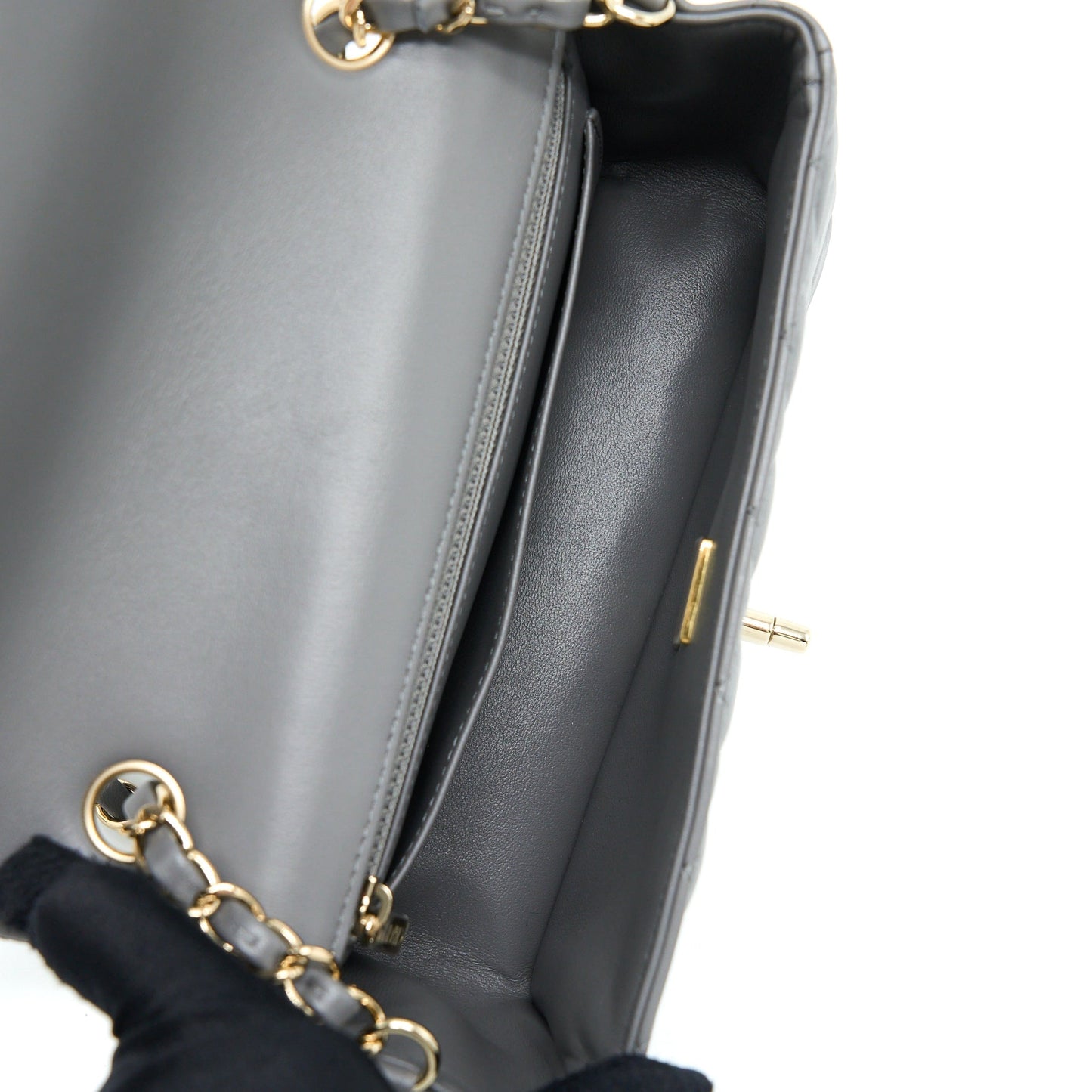 Chanel 22A Mini Rectangular Flap Bag Lambskin Grey L