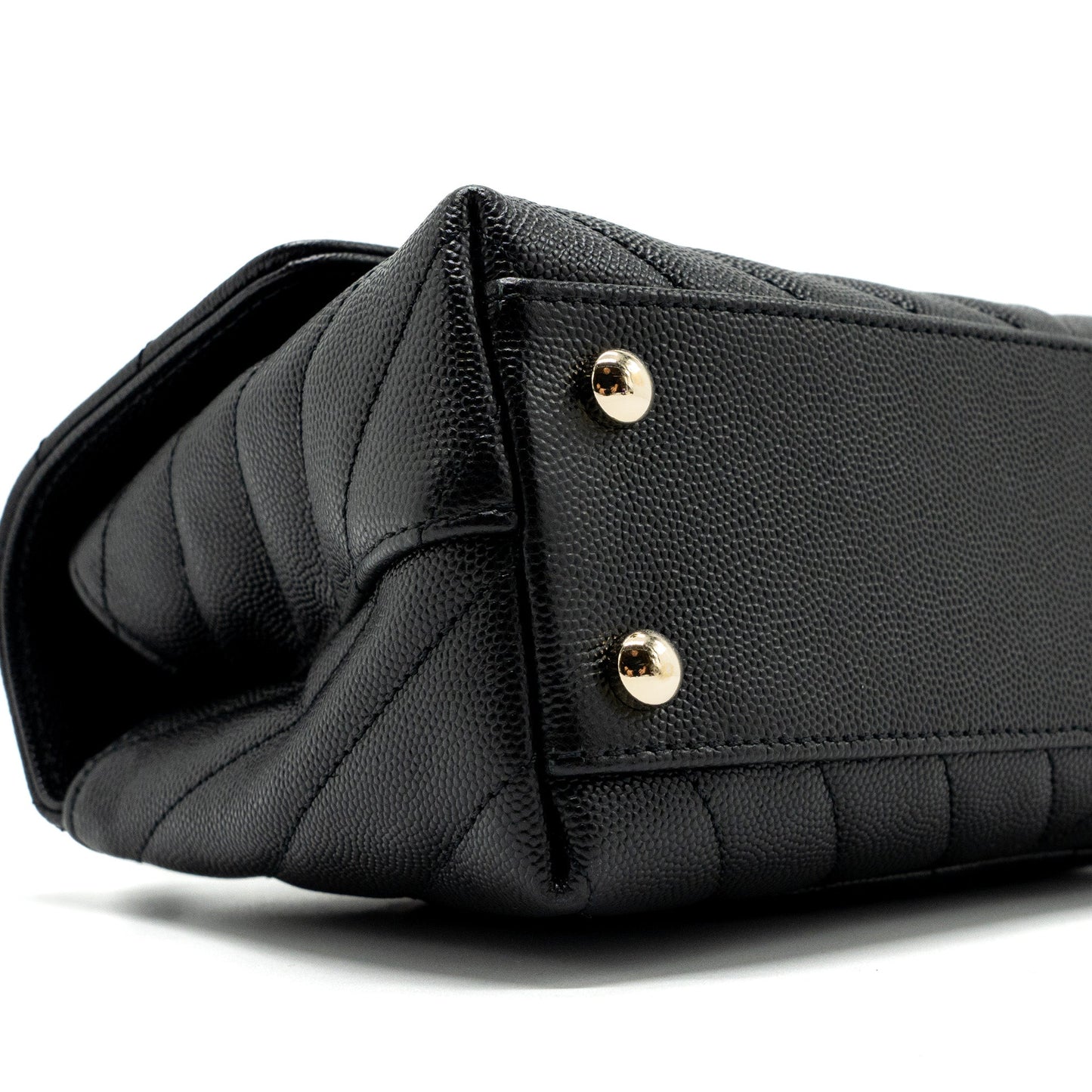 Chanel Small Coco Handle Chevron Caviar Black L