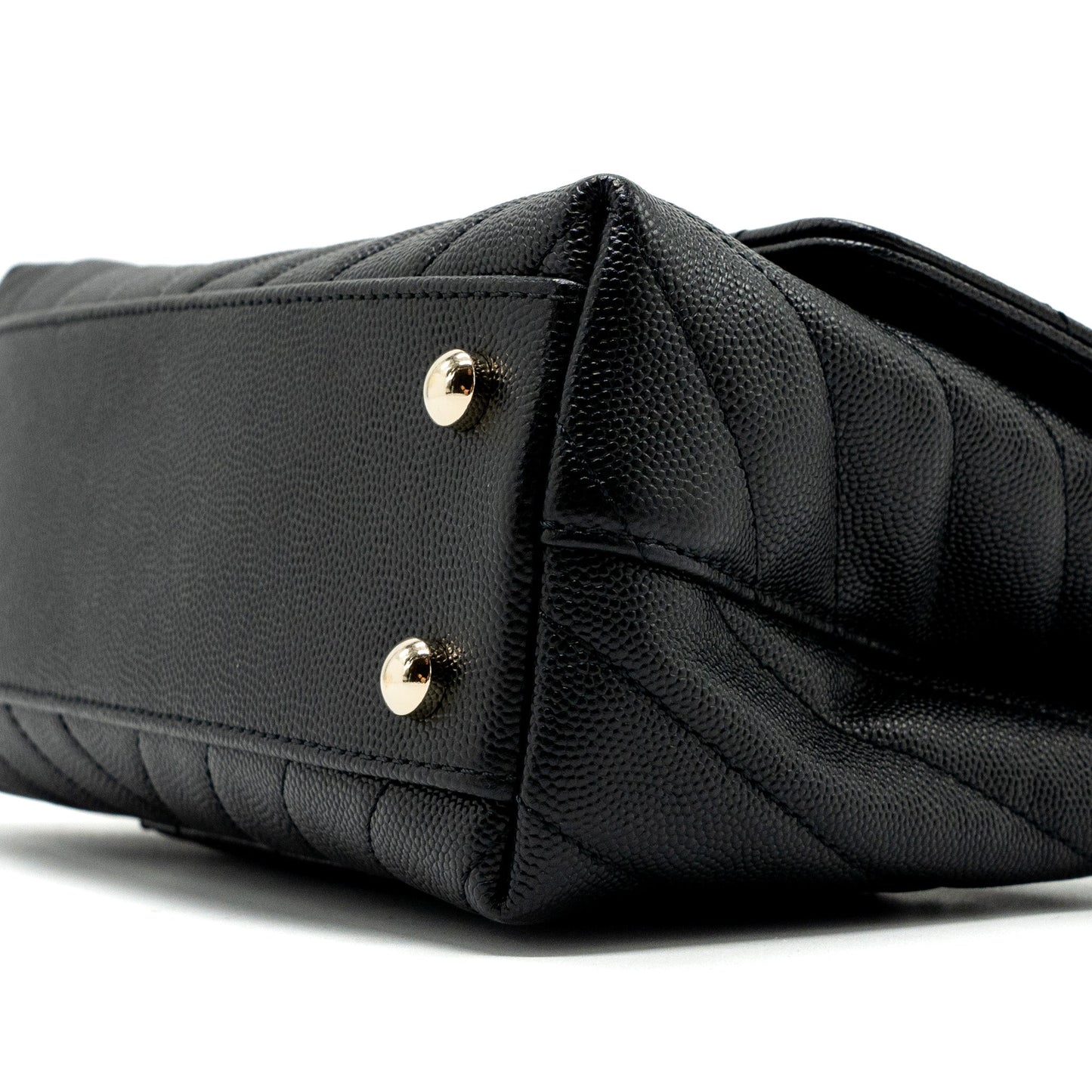 Chanel Small Coco Handle Chevron Caviar Black L