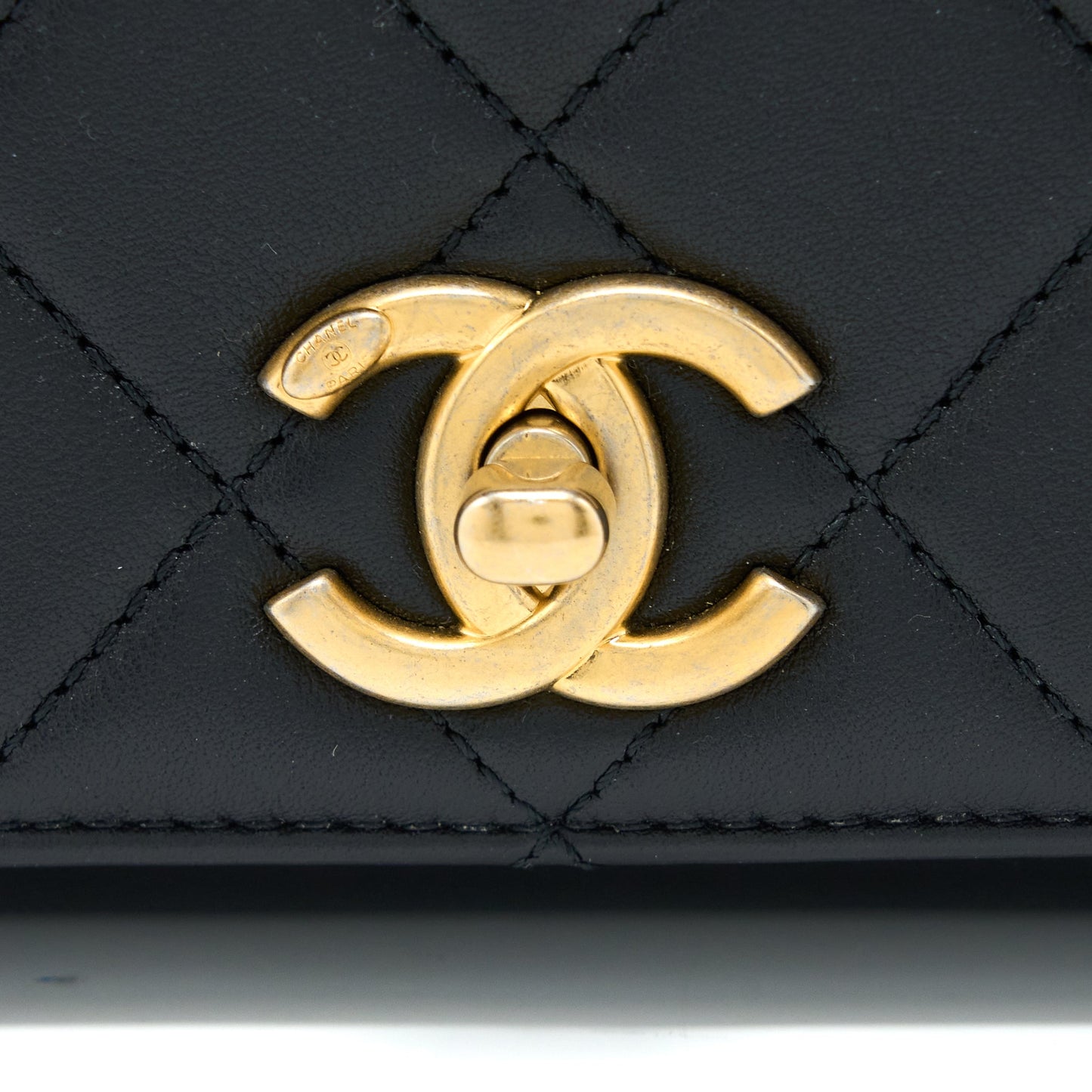 Chanel Seasonal Flap Bag Giant Chain Handle with Pearl Calfskin Black Brush  (Microchip)