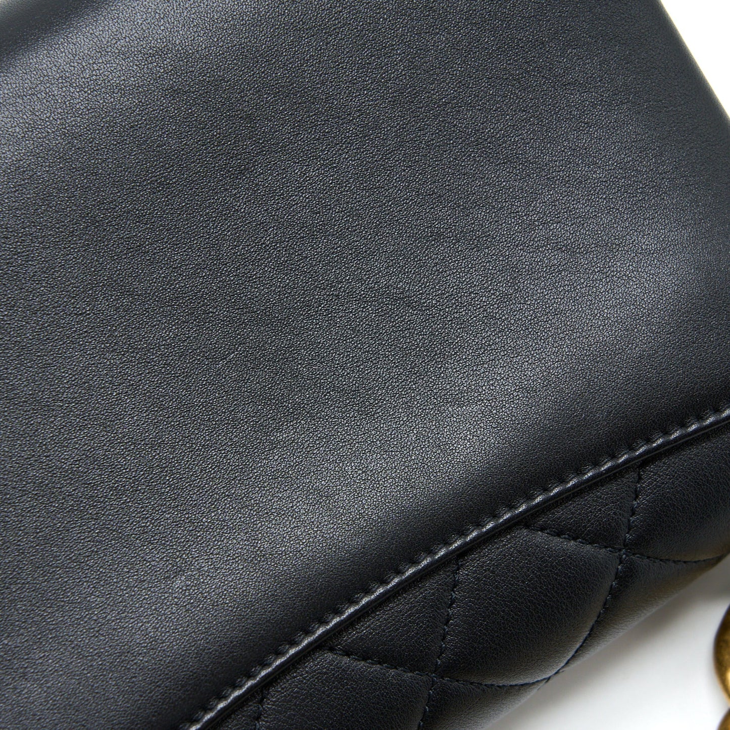 Chanel Seasonal Flap Bag Giant Chain Handle with Pearl Calfskin Black Brush  (Microchip)