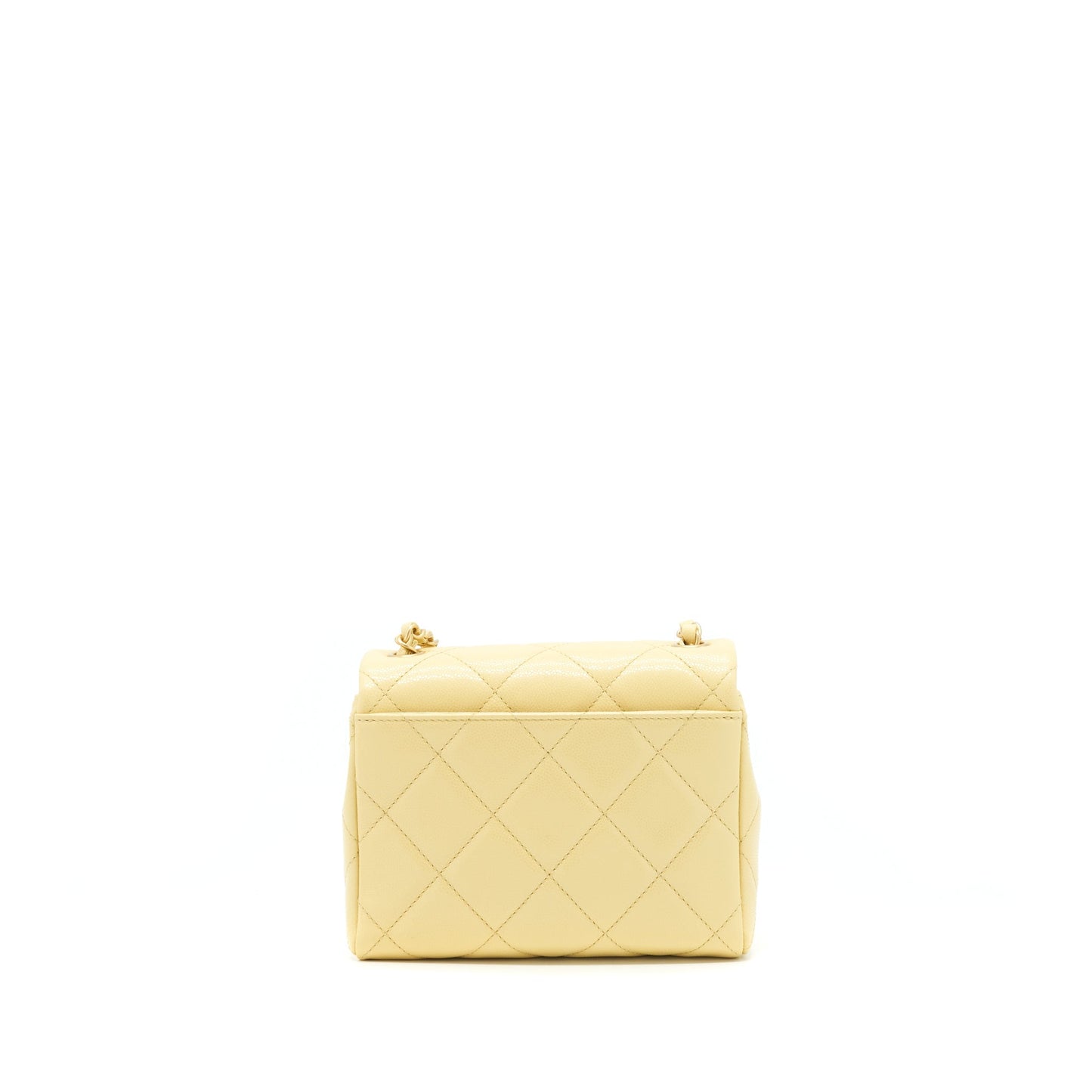 Chanel 22P New Mini Square Flap Bag Caviar Light Yellow Brushed