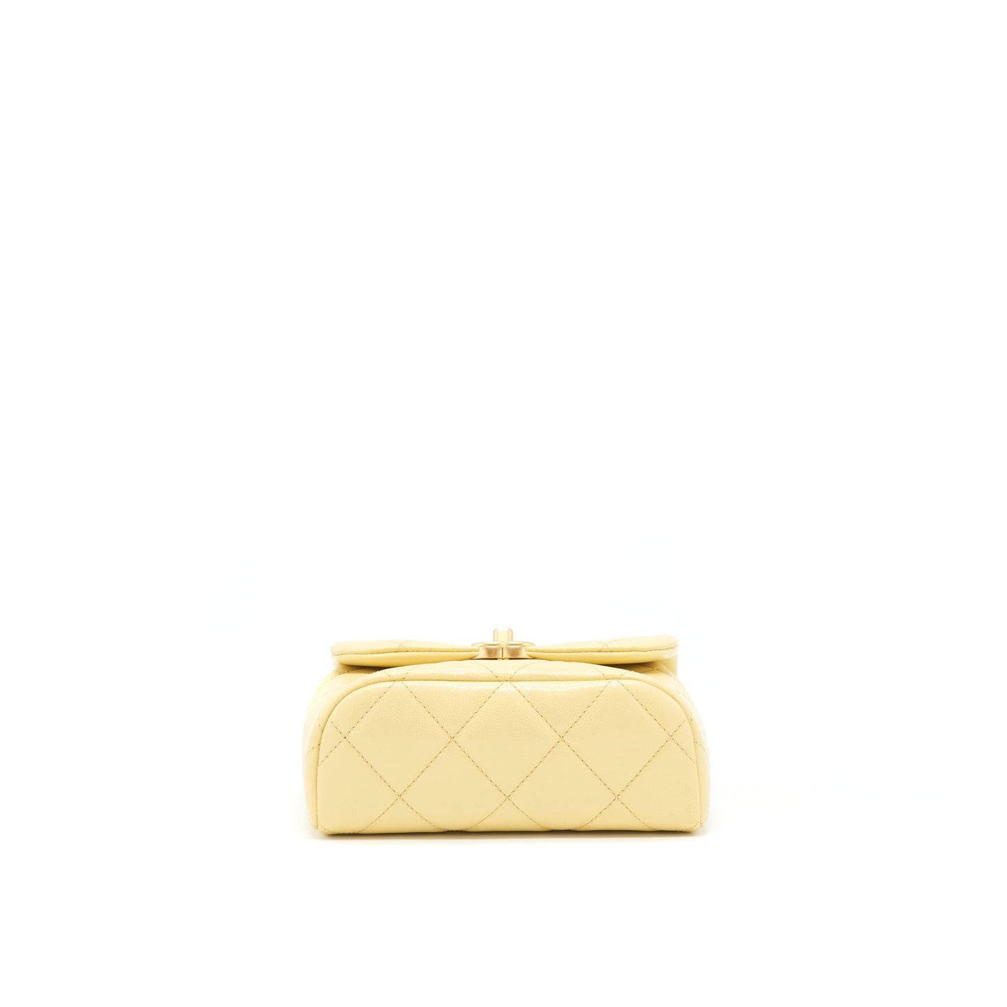 Chanel 22P New Mini Square Flap Bag Caviar Light Yellow Brushed