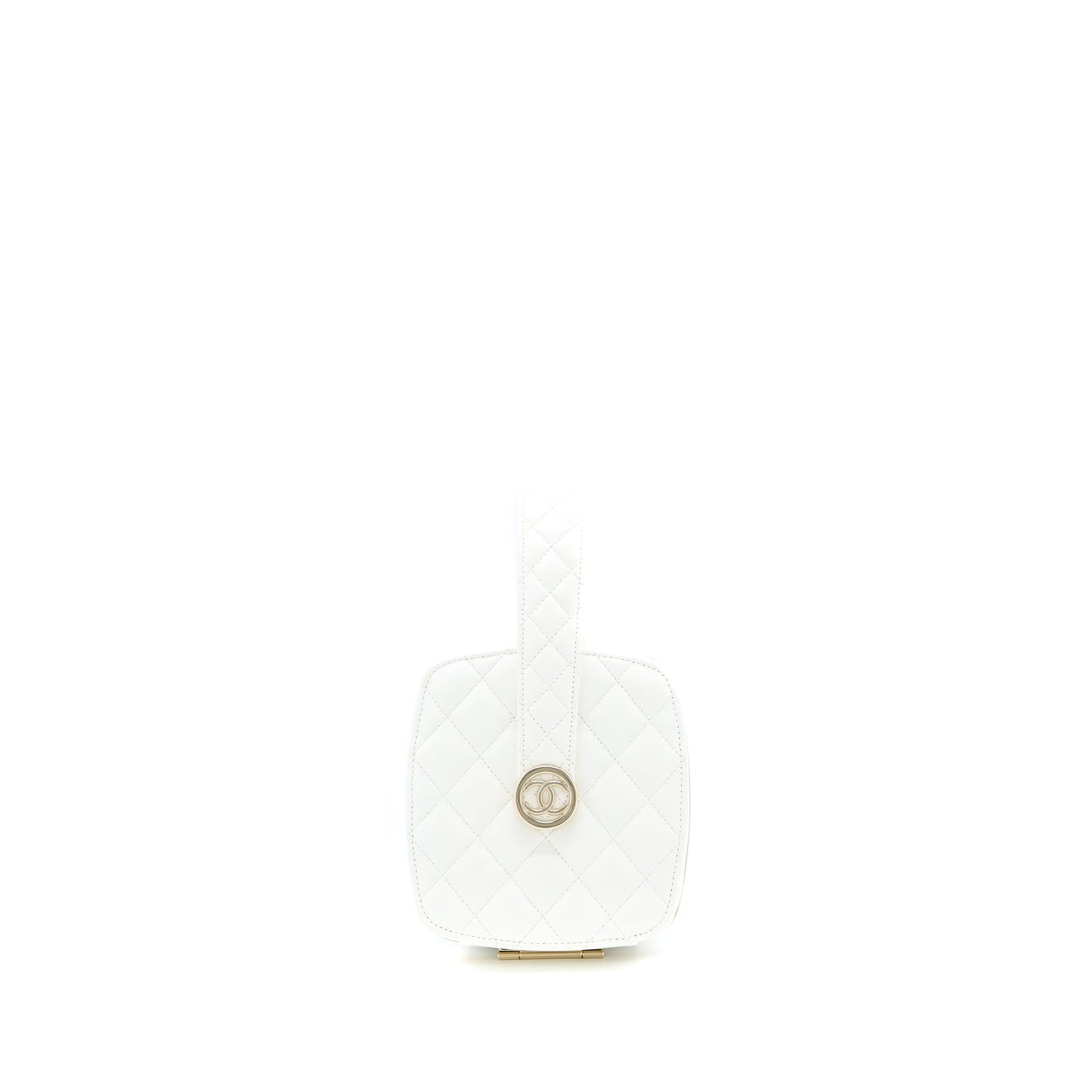 Chanel Quilted Clutch Bag Lambskin White L