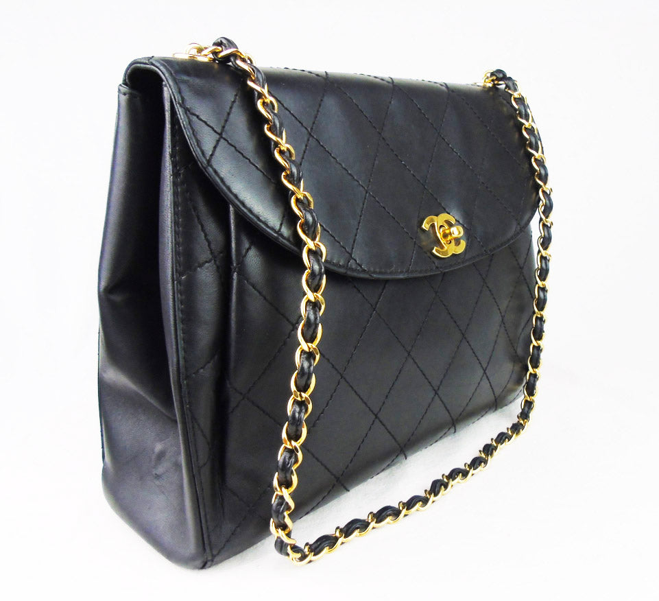 Chanel Black lambskin flap Bag   1997 'Kelly'