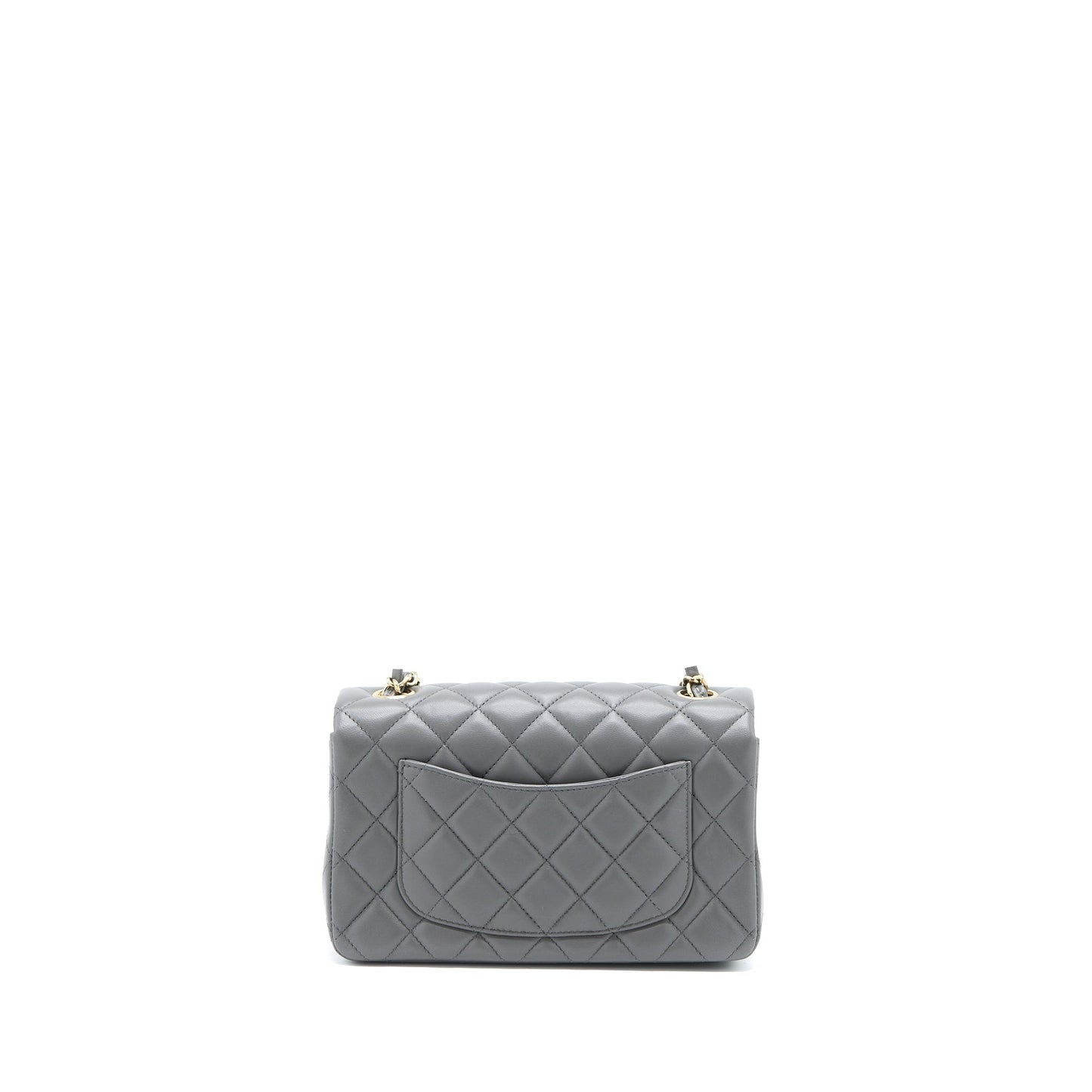 Chanel 22A Mini Rectangular Flap Bag Lambskin Grey L (Microchip)