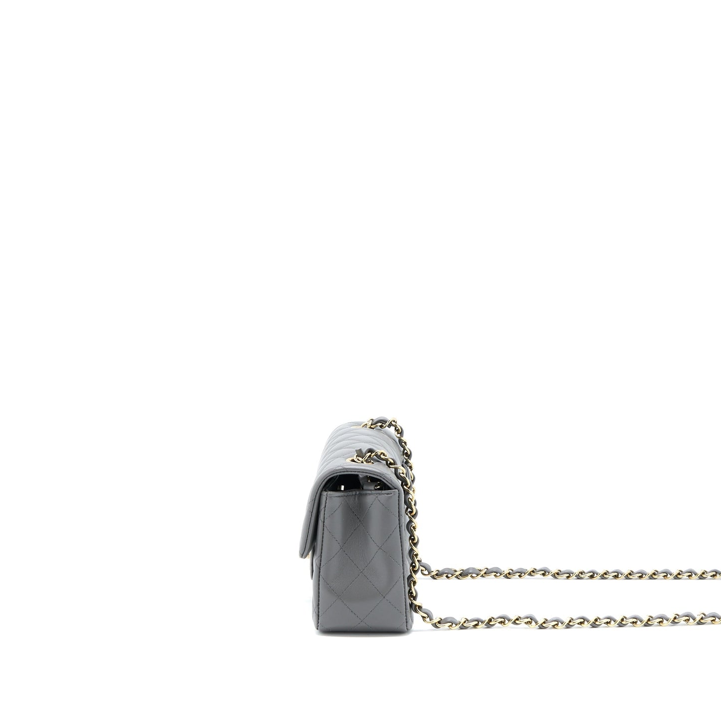 Chanel 22A Mini Rectangular Flap Bag Lambskin Grey L (Microchip)