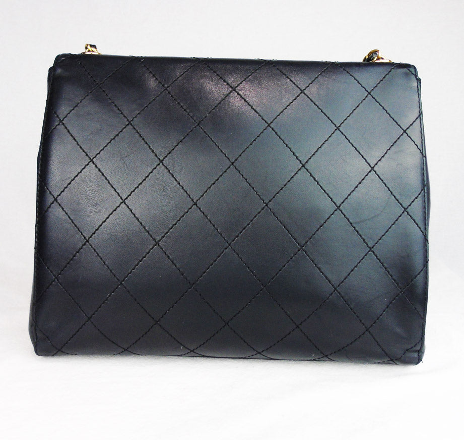 Chanel Black lambskin flap Bag   1997 'Kelly'