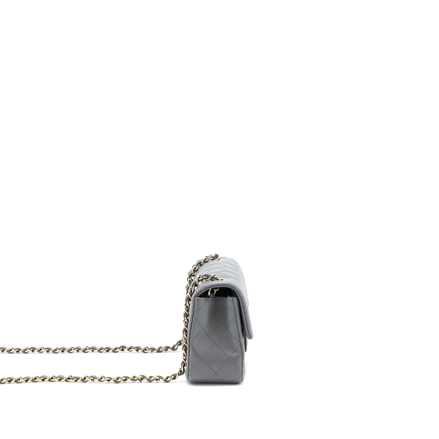 Chanel 22A Mini Rectangular Flap Bag Lambskin Grey L (Microchip)