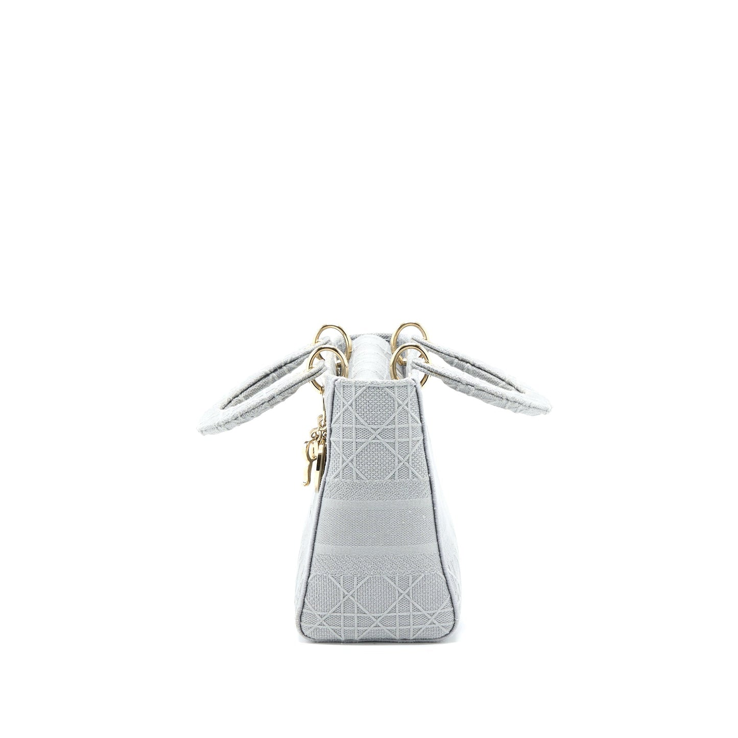 Dior Medium Lady D-lite Purse Cannage Embroidery Grey