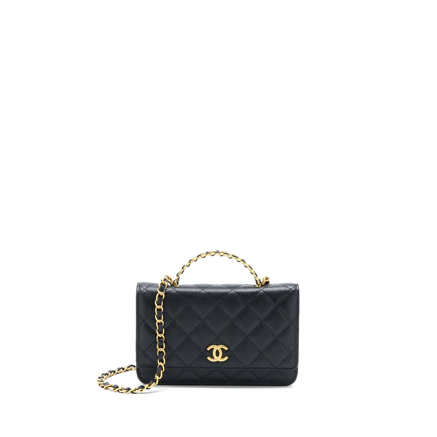 Chanel Letter Top Handle Wallet On Chain Caviar Black