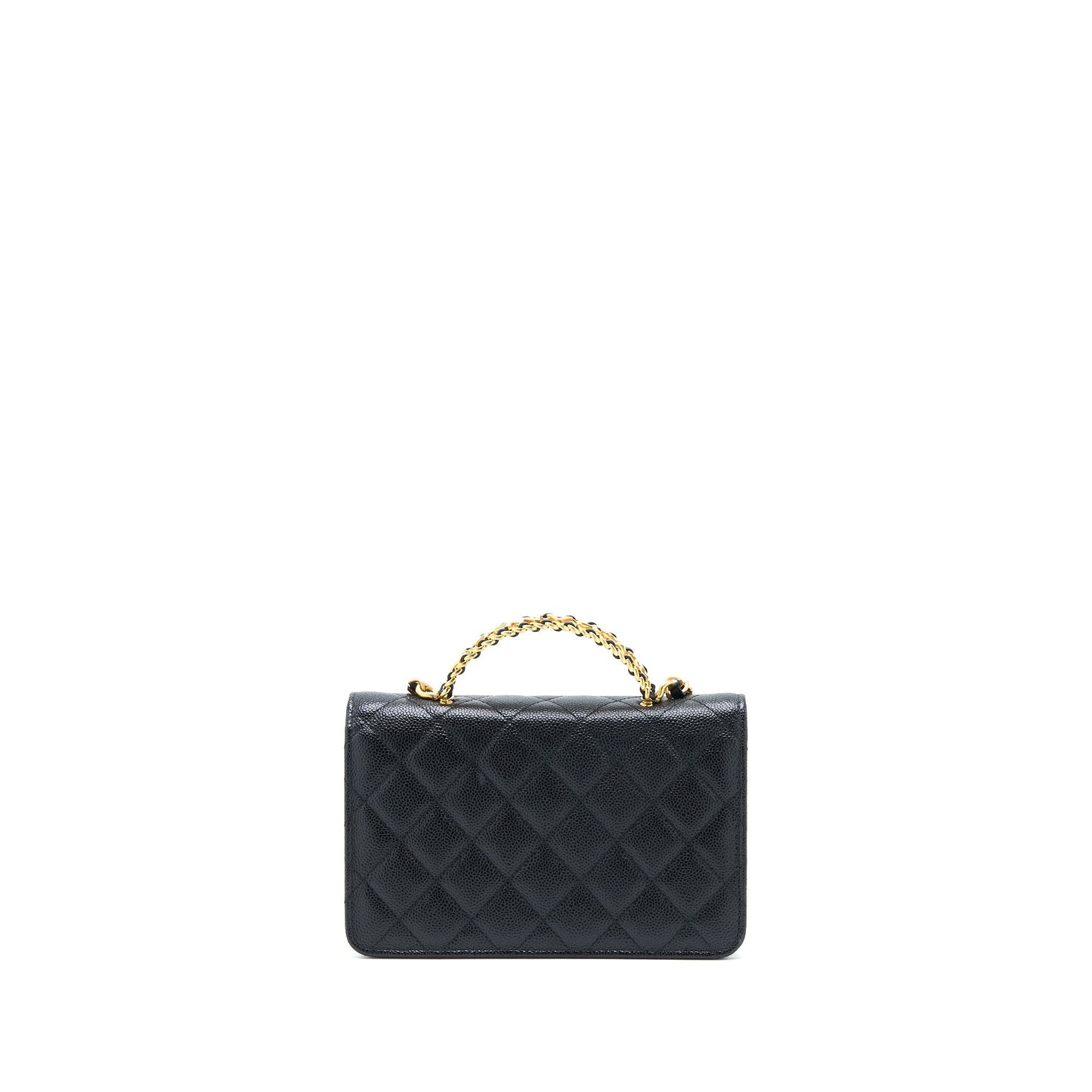 Chanel Letter Top Handle Wallet On Chain Caviar Black