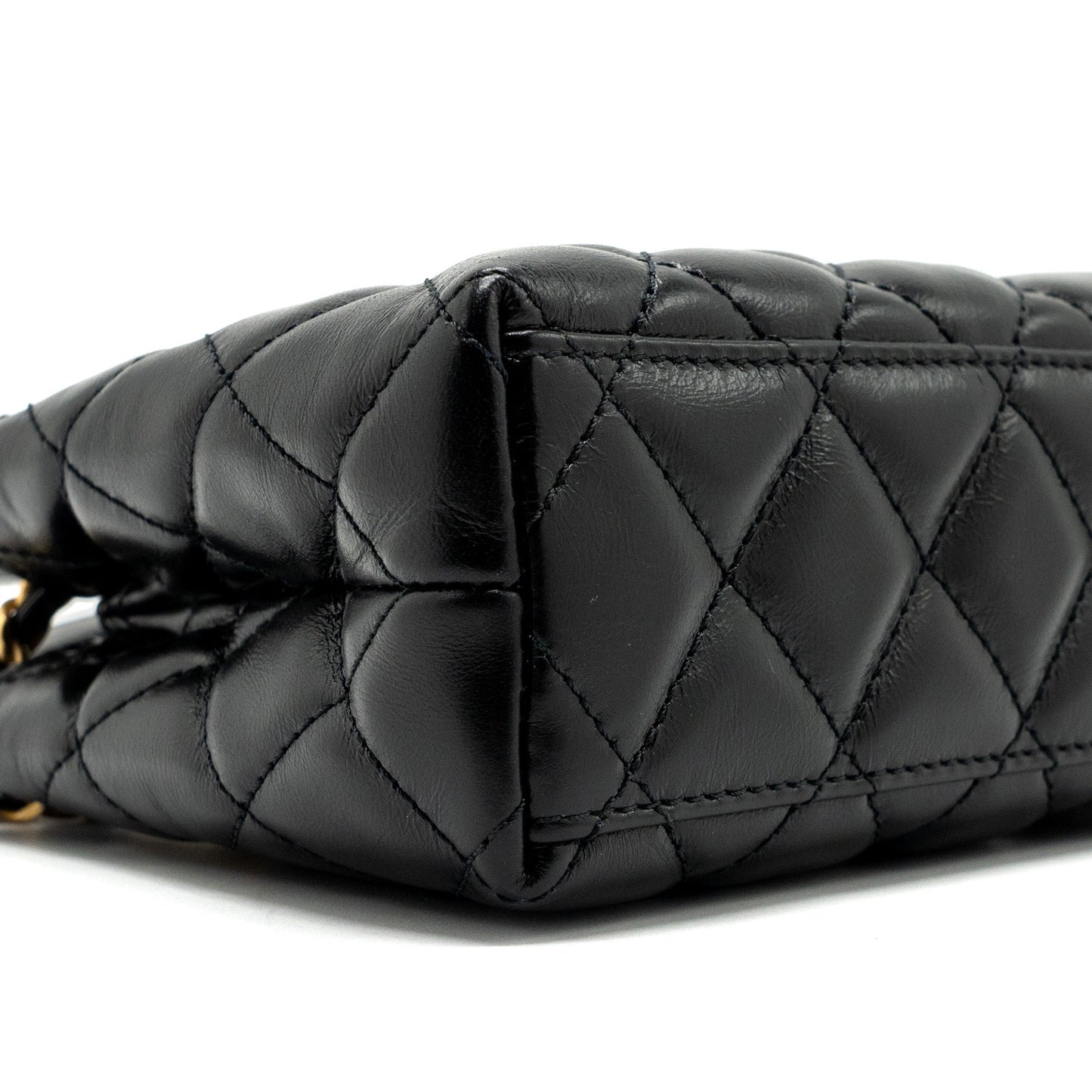 Chanel 23K mini kelly shopping tote bag Calfskin black  (microchip)