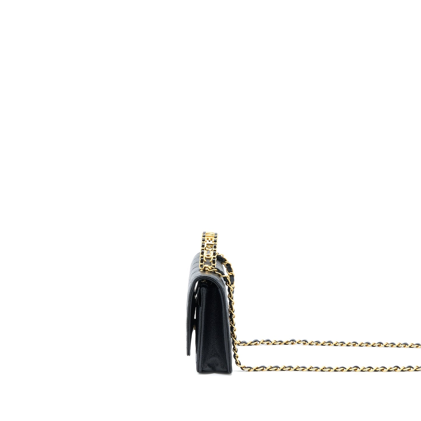 Chanel Letter Top Handle Wallet On Chain Caviar Black