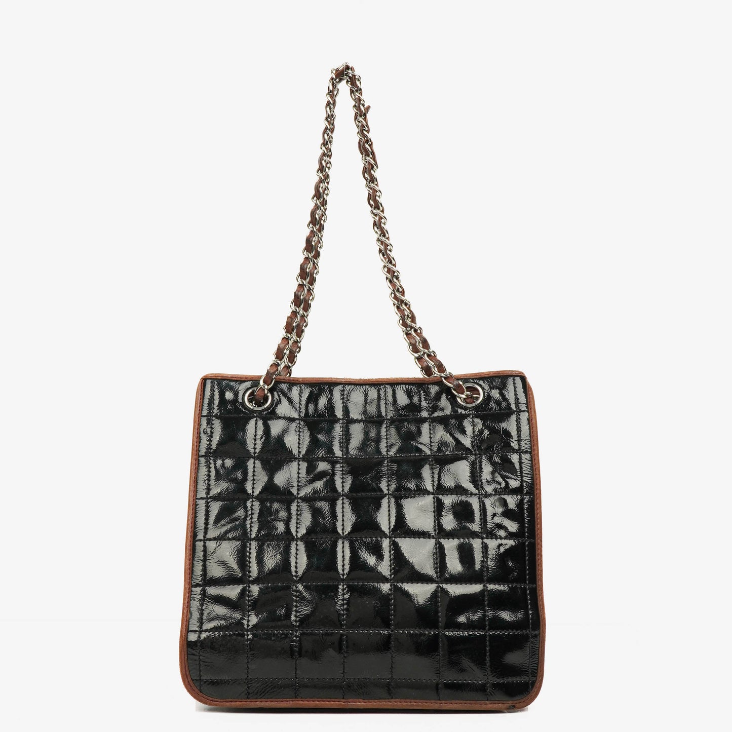 Chanel Patent Leather Chocolate Bar Quilted Tote