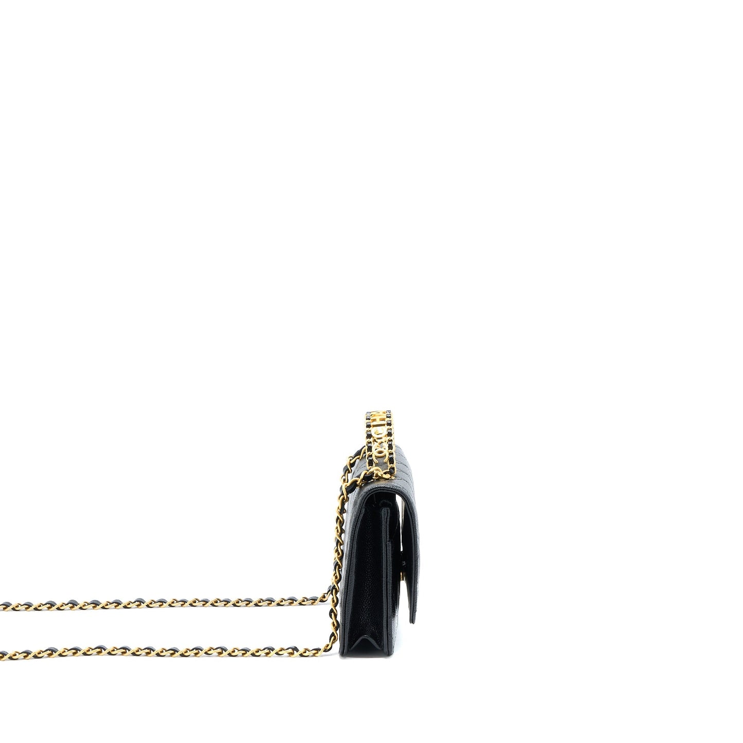 Chanel Letter Top Handle Wallet On Chain Caviar Black