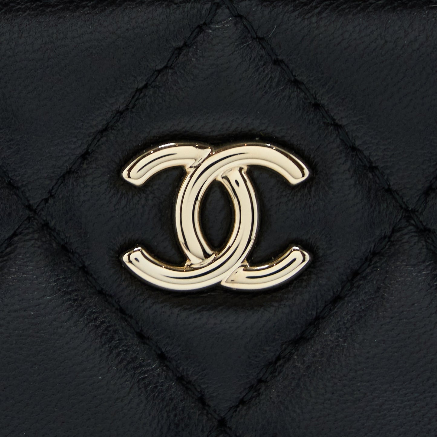 Chanel O Case Pouch Lambskin Black L