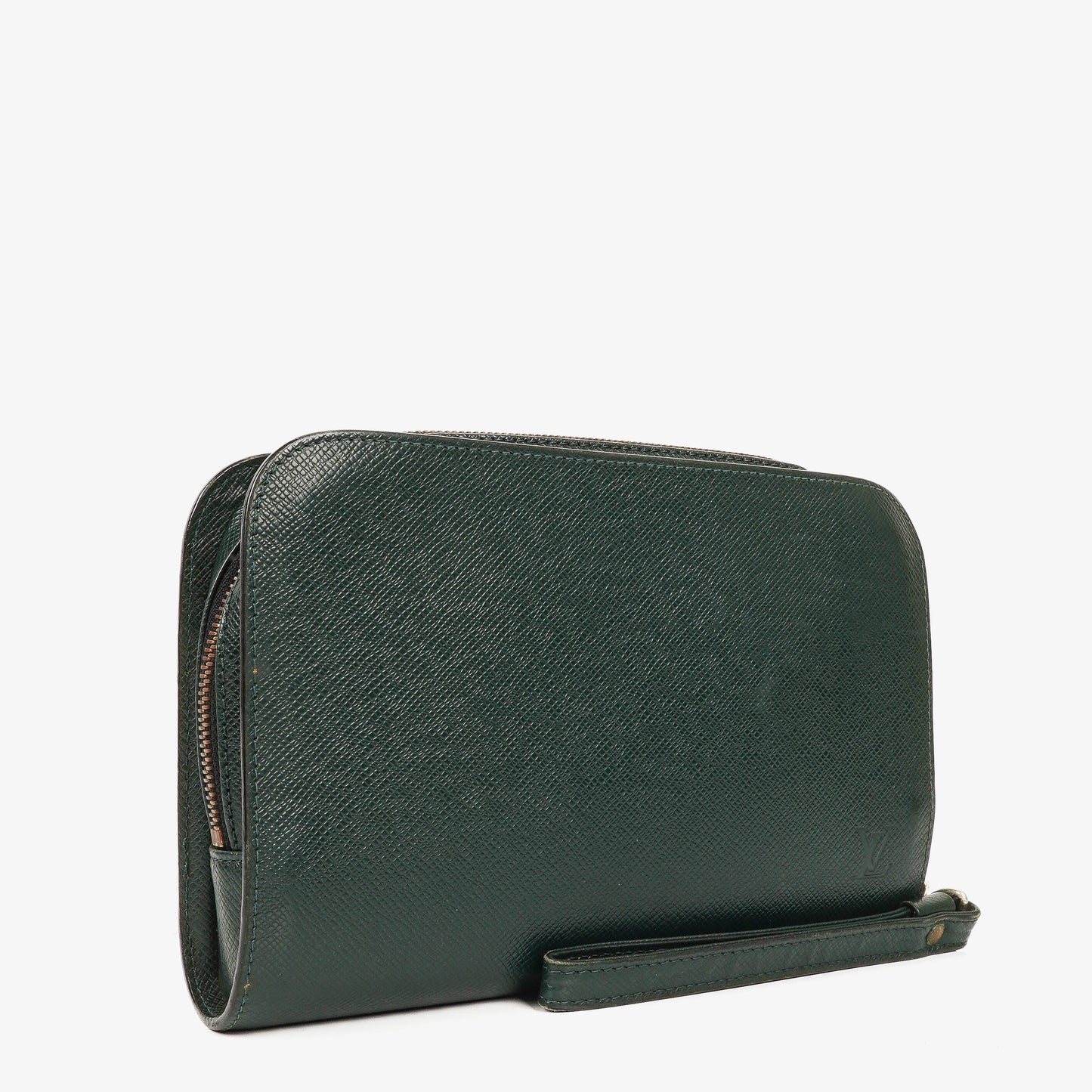 Louis Vuitton Taiga Green Leather Pochette Baikal Clutch Bag