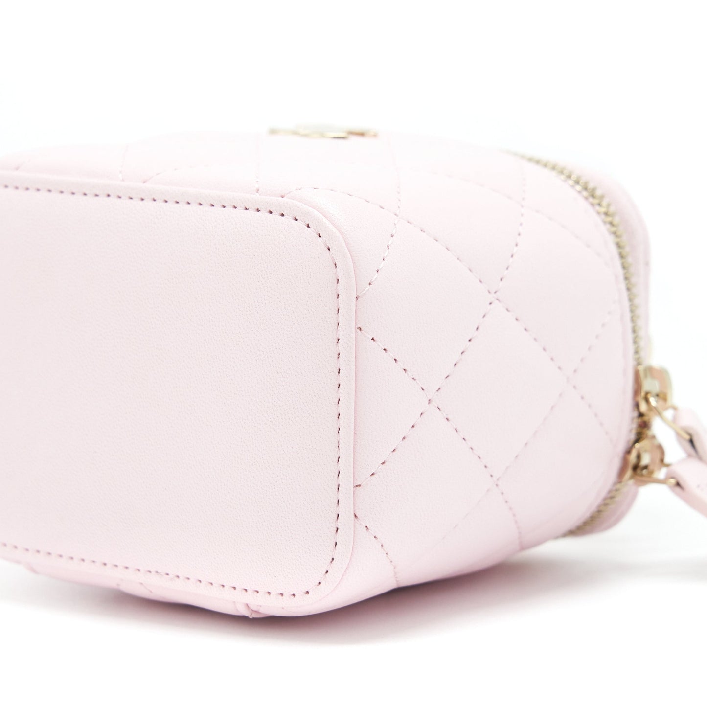 Chanel 22P Top Handle Mini Vanity With Chain Lambskin Light Pink L