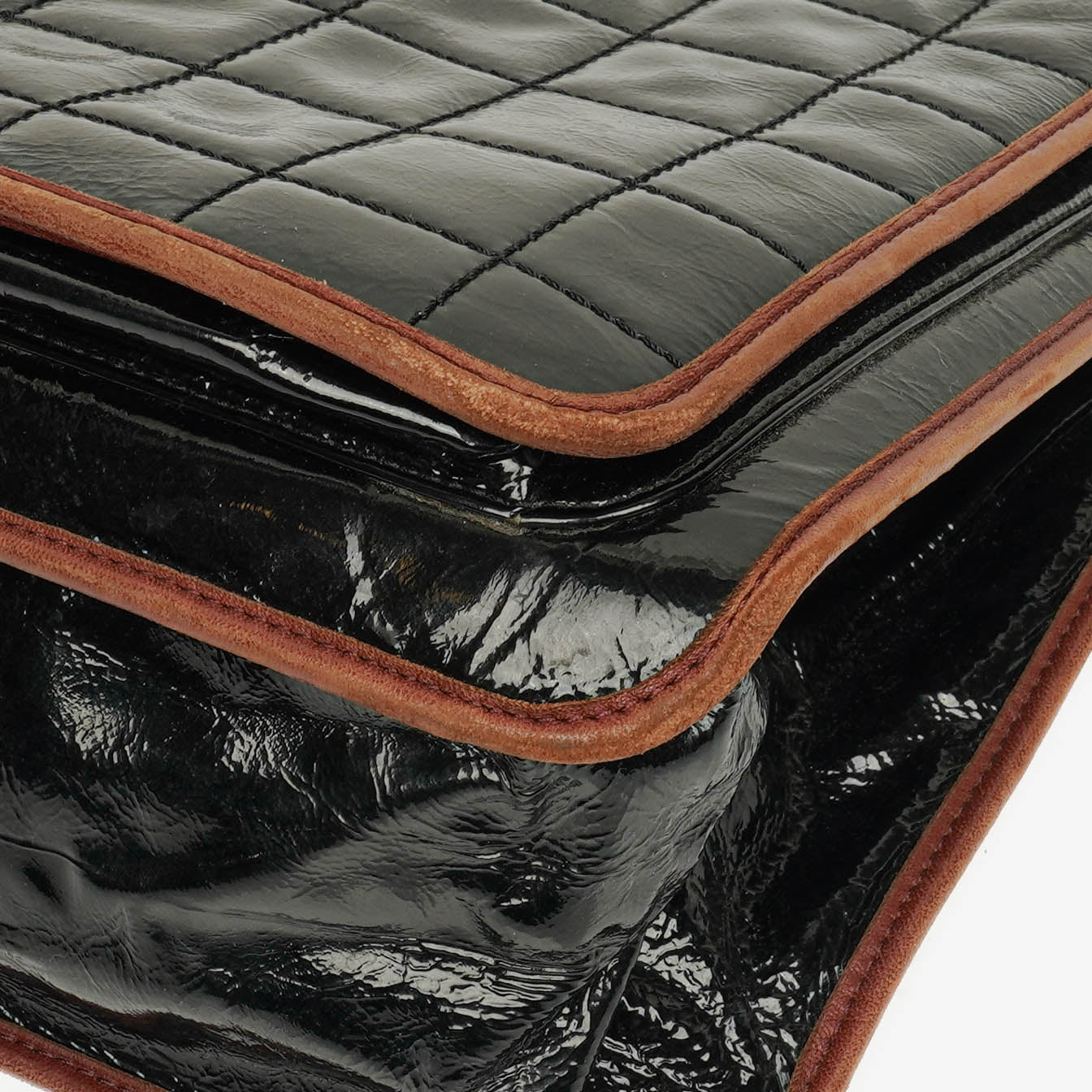 Chanel Patent Leather Chocolate Bar Quilted Tote